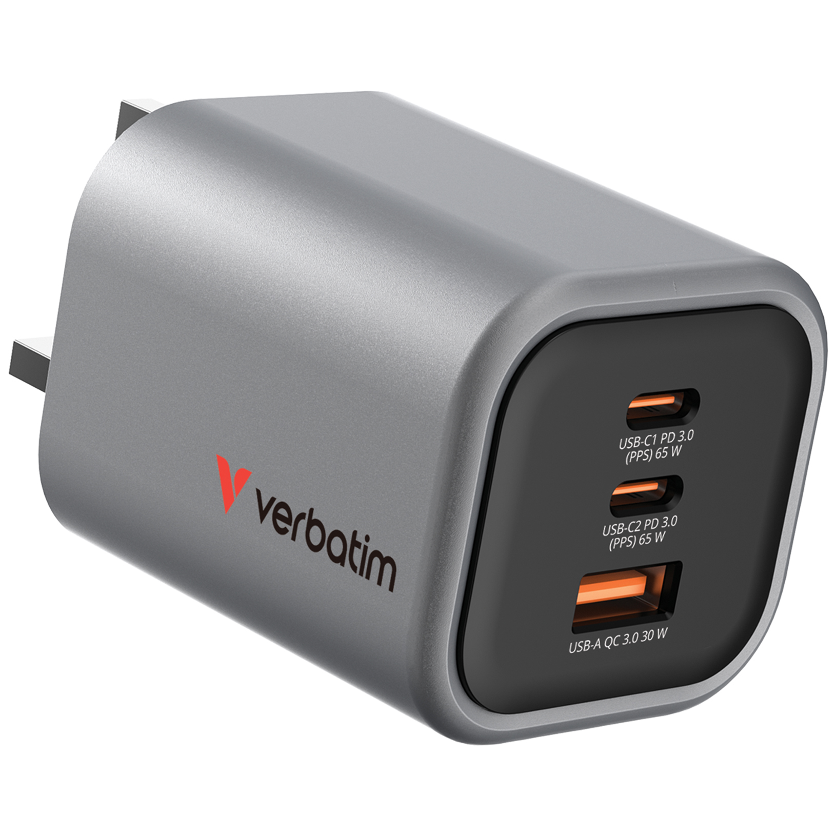 Verbatim 32351 GaN 65W 三端口充電器 - 灰色