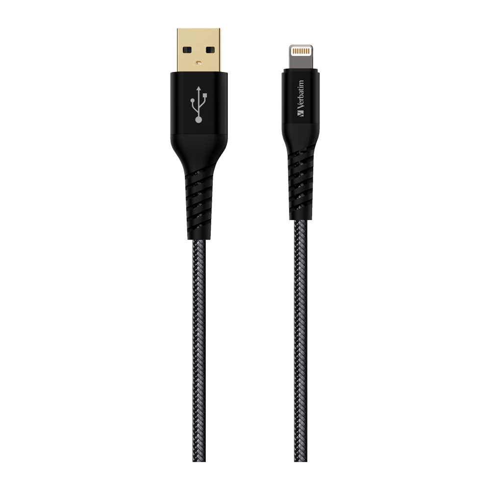 Verbatim 66118 Tough Max USB-A 至 Lightning MFi 充電線 2m - 黑色