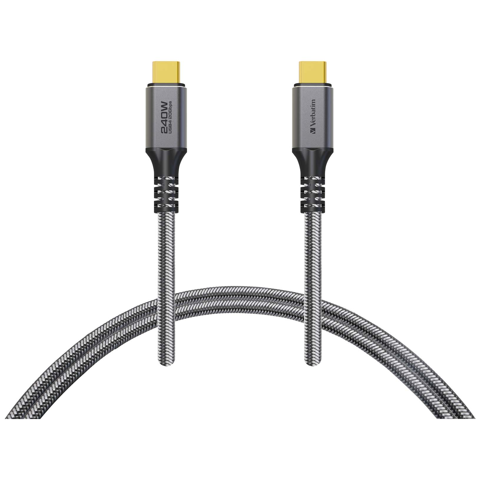 Verbatim 66822 Tough Max USB4 20Gbps 240W USB-C 充電線 1.2m - 太空灰