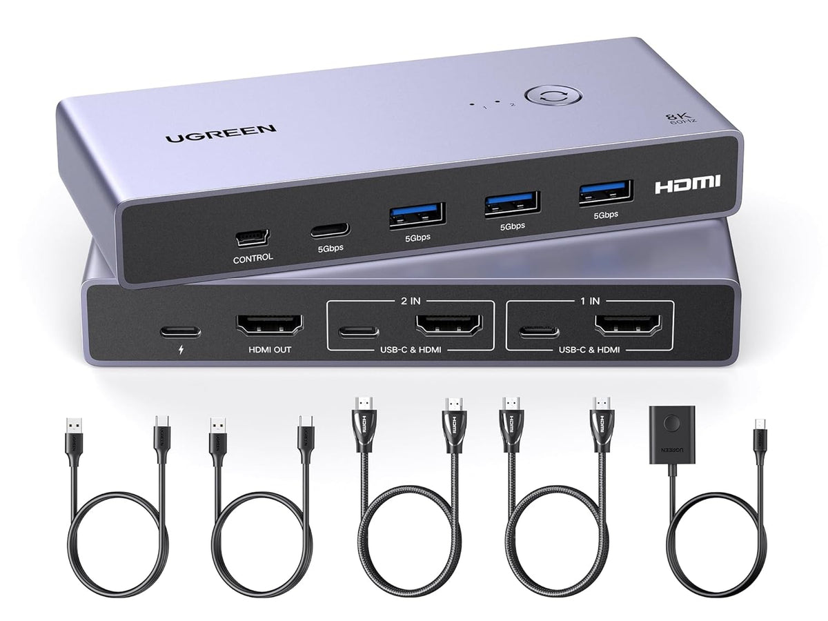 Ugreen 綠聯 CM692 HDMI 2.1 KVM Switch 2 In 1 Out 切換器
