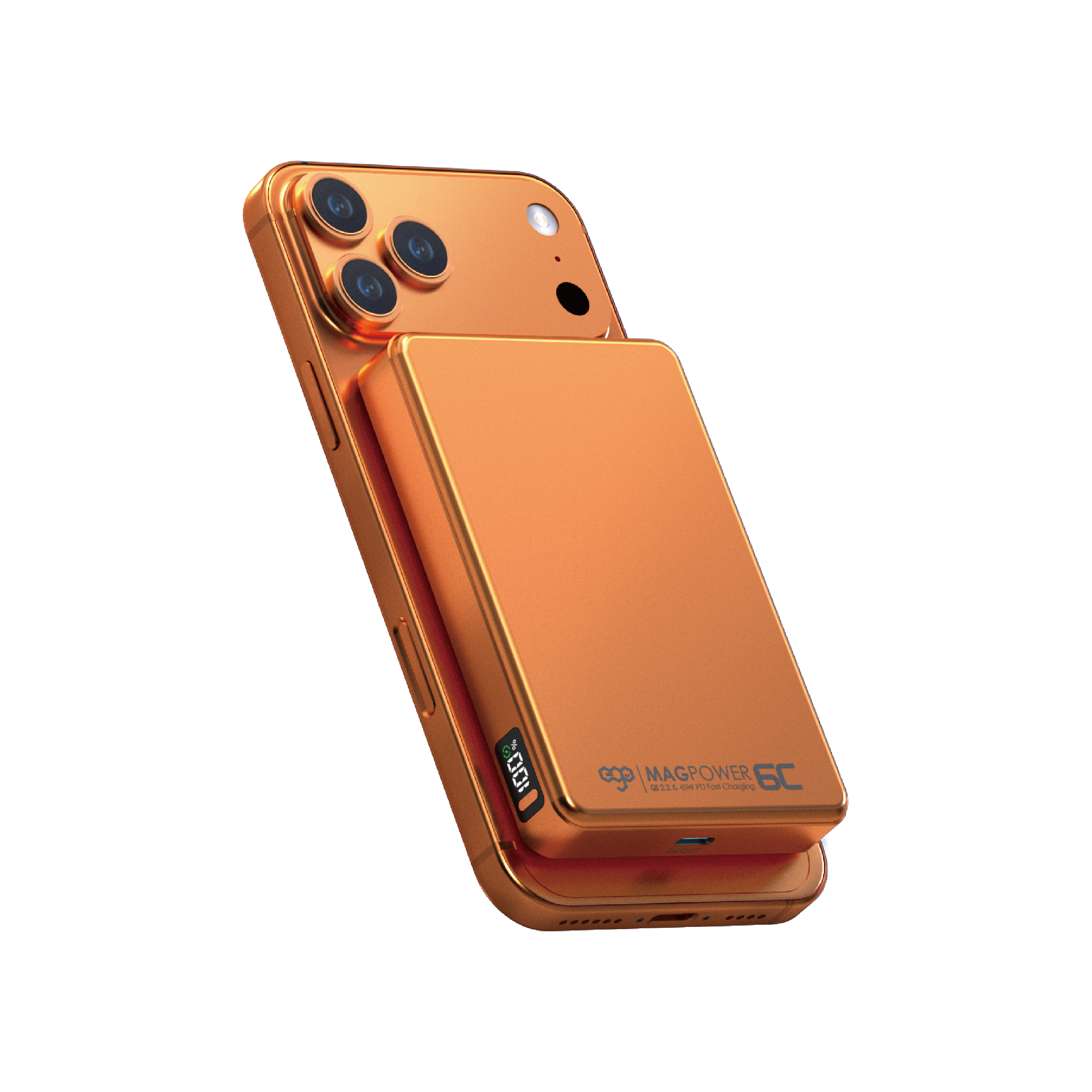 EGO MagPower 6C 10000mAh 45W Qi2.2 磁吸外置電源 - 橙色