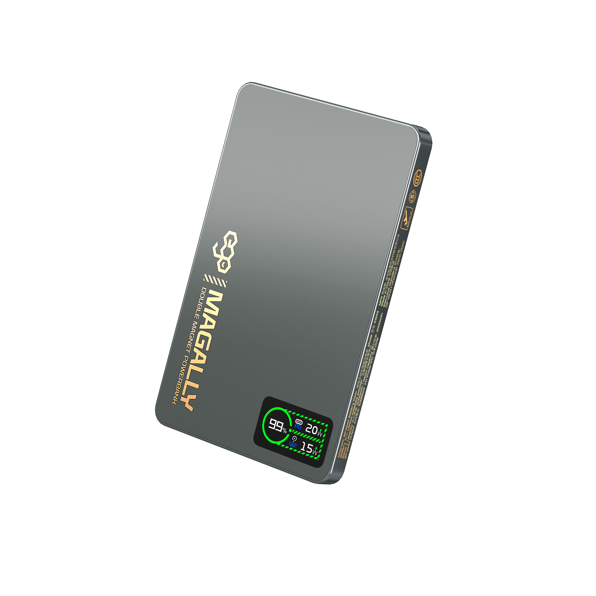 EGO MagAlly 5000mAh Qi2 雙面磁吸外置電源 - 灰色