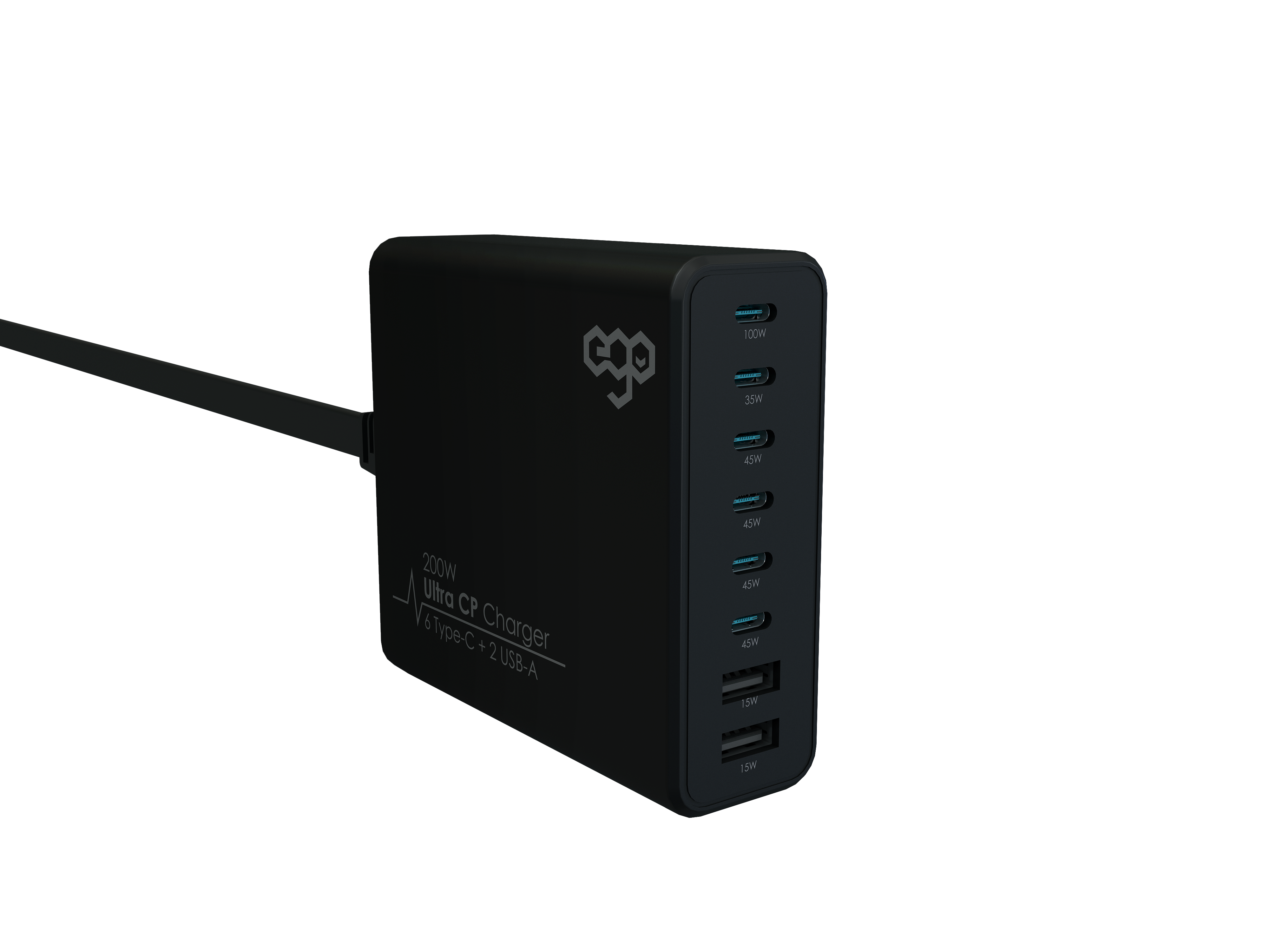 EGO Ultra CP 200W 8口 GaN 充電器 - 黑色