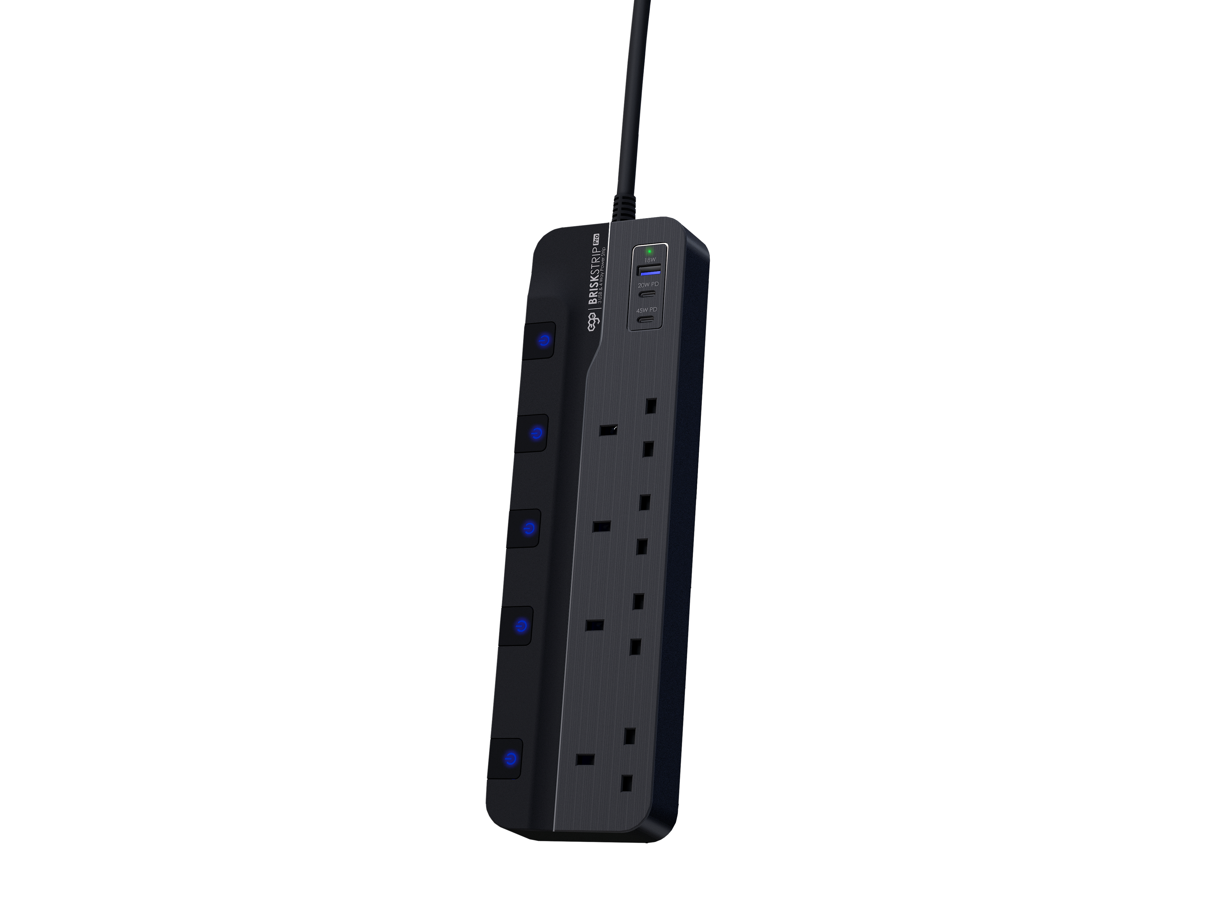 EGO Brisk Strip Pro 4位插座連3USB充電拖板 - 黑色