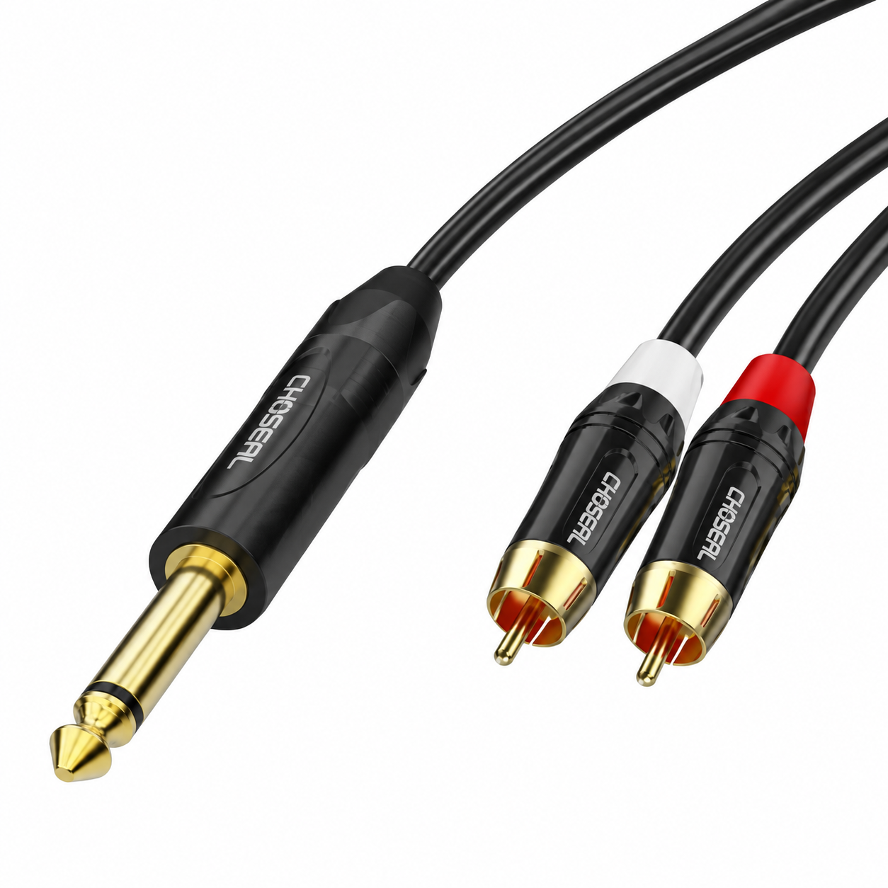 Choseal 秋葉原 6.35mm TS Male to Dual RCA Male Cable 20m