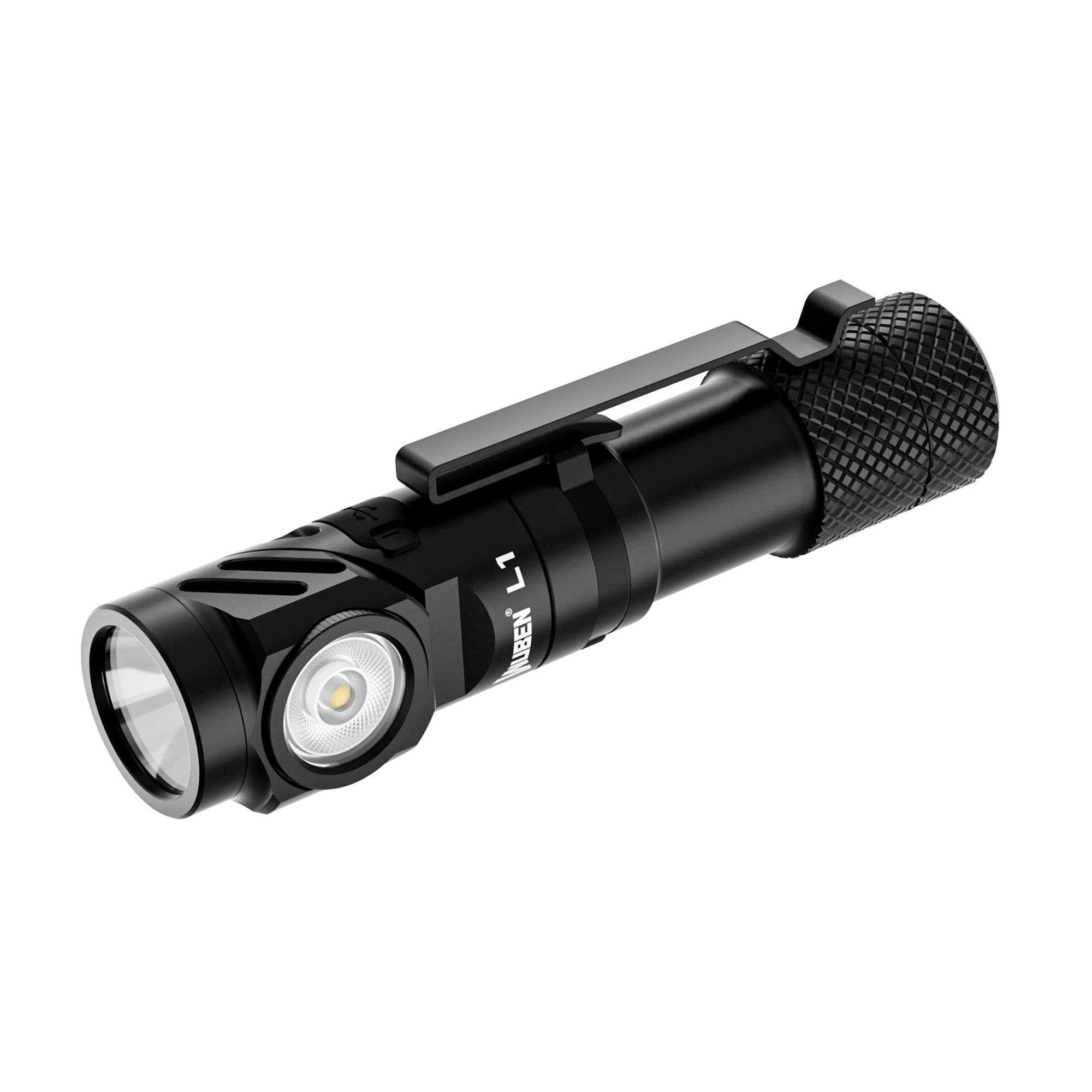WUBEN L1 2000 流明雙光源旋轉頭電筒 - 黑色／OSRAM P9