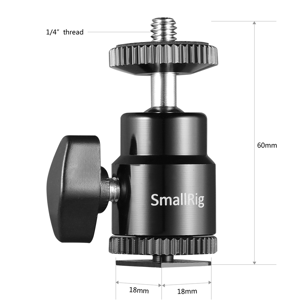 SmallRig 2059 1/4" Camera Hot shoe Mount with Additional 1/4" Screw (2pcs Pack)