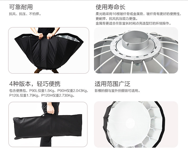 Godox 神牛 P120H 120cm High Temperature Resistant Parabolic Softbox 拋物線柔光箱 (耐高溫版) 圖文描述 03