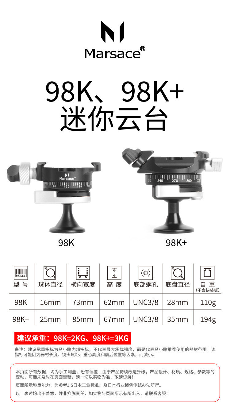 Marsace 馬小路 98K Mini Ball Head 迷你球形雲台 圖文描述 02