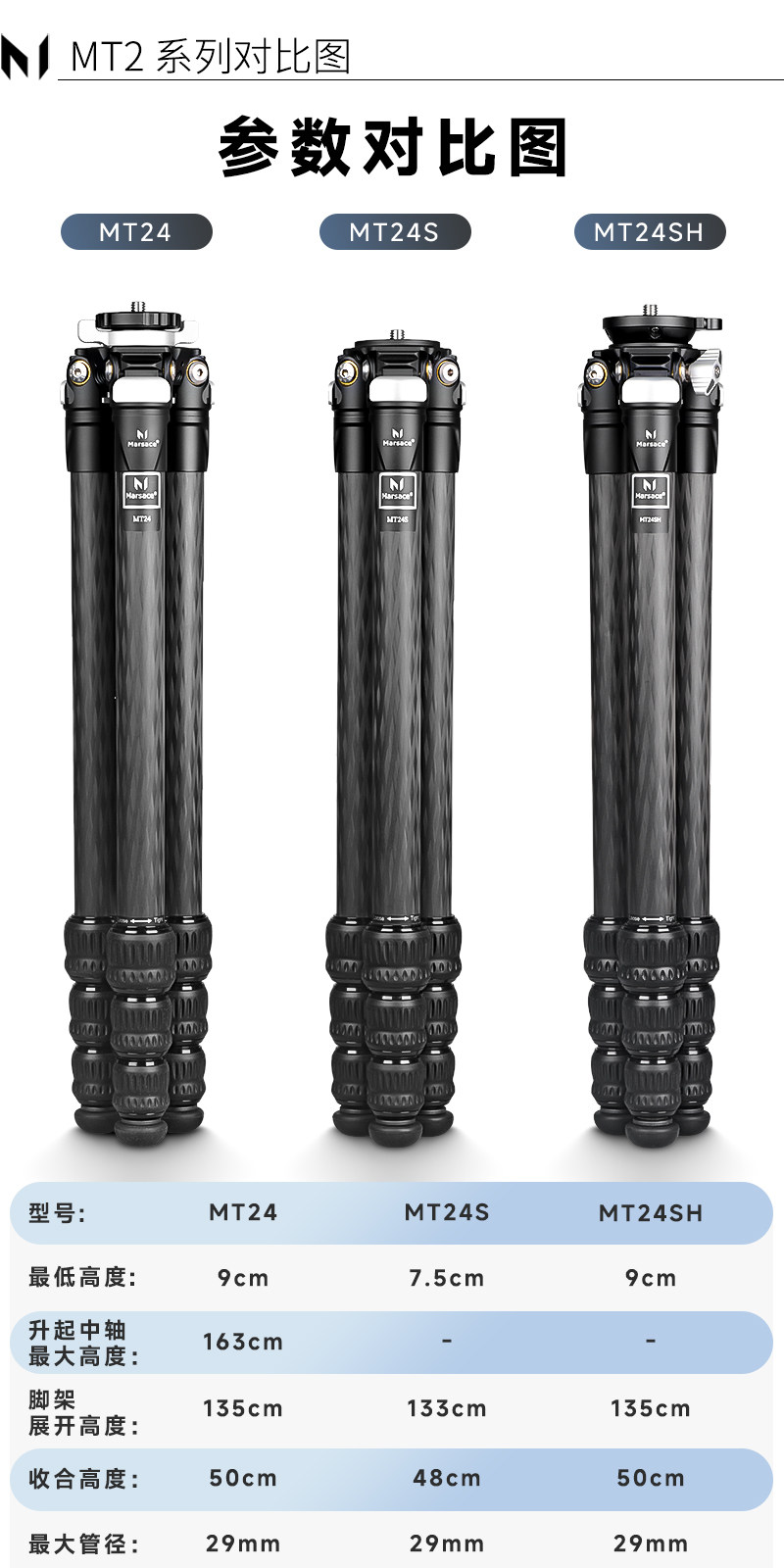 Marsace 馬小路 MT24 Carbon Fibre Tripod Legs 碳纖維三腳架（不含雲台） 圖文描述 04