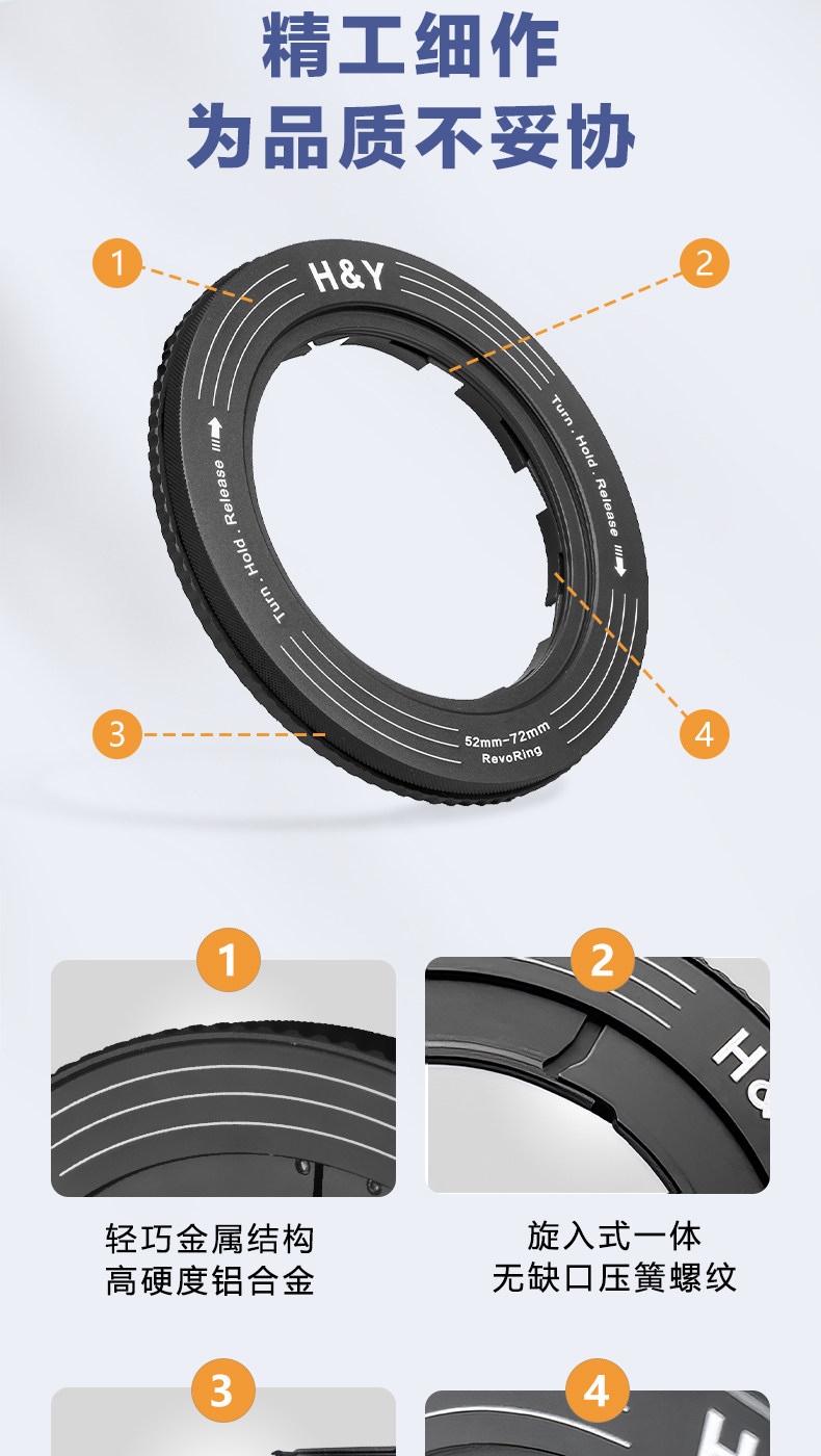 H&Y Filter RevoRing Mark II 67-82mm Variable Adapter for 82mm Filters Titanium Gray 可調口徑轉接環 圖文描述 12