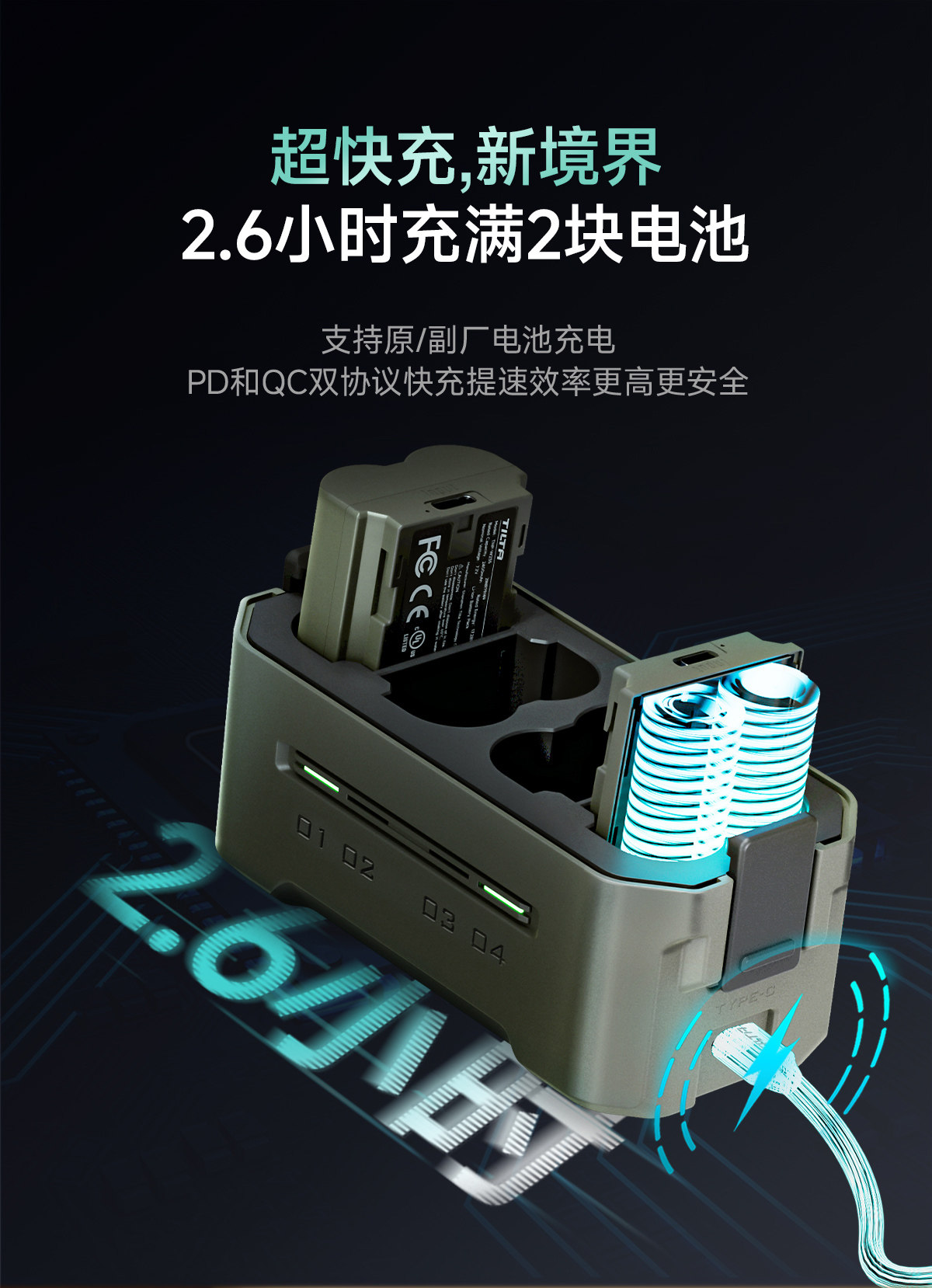 Tilta 鐵頭 TNP-W235-GN NP-W235 2400mAh USB-C 相機電池 圖文描述 08