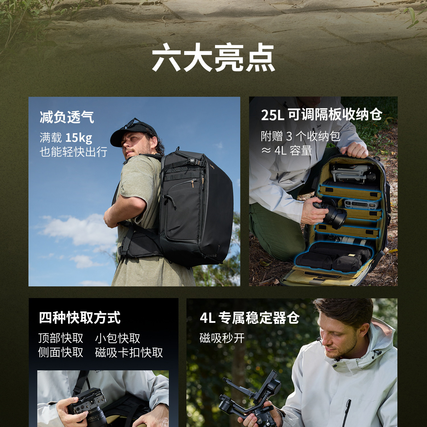 SmallRig 6521 Professional Outdoor Backpack 25L 攝影背囊 圖文描述 03