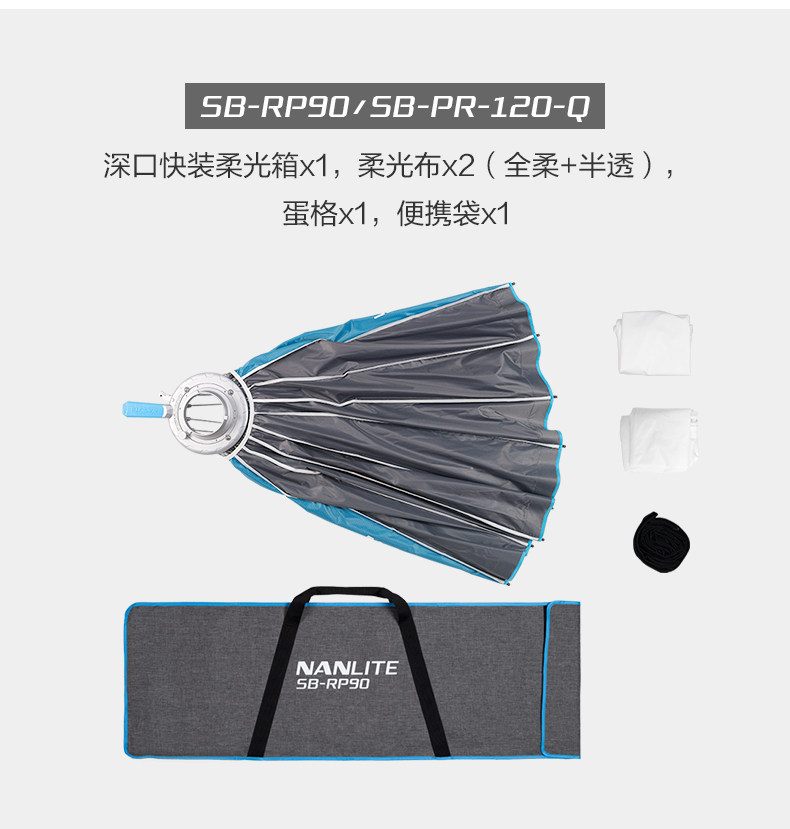 NanLite 南光 SB-RP90 Rapid 90 90cm Bowens Mount 快開柔光箱連網格 圖文描述 12