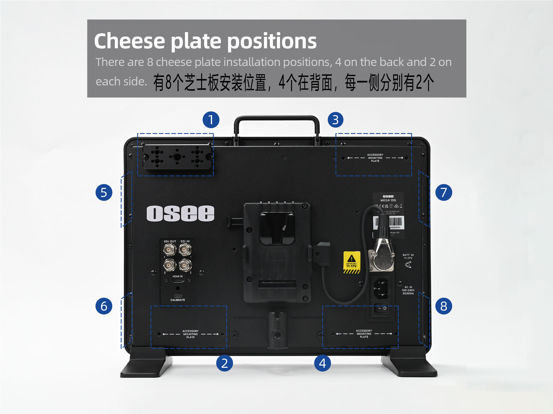 OSEE Mega 15S 15.4" Ultra-Bright HDR Field Production Monitor (V-Mount) 專業監視器 圖文描述 11