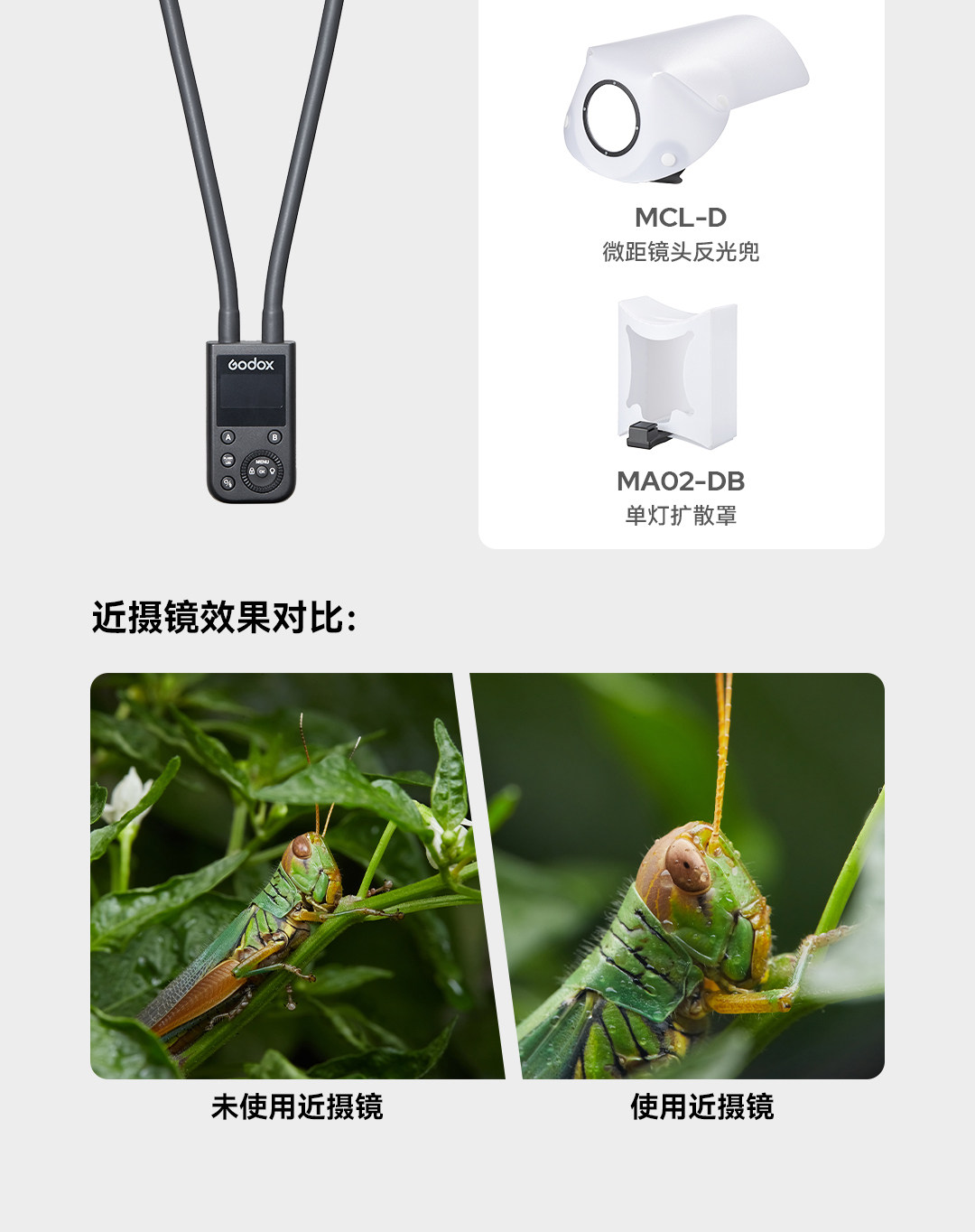 Godox 神牛 MA2 Flexible Macro Twin Light 可調柔性雙頭微距補光燈 圖文描述 13