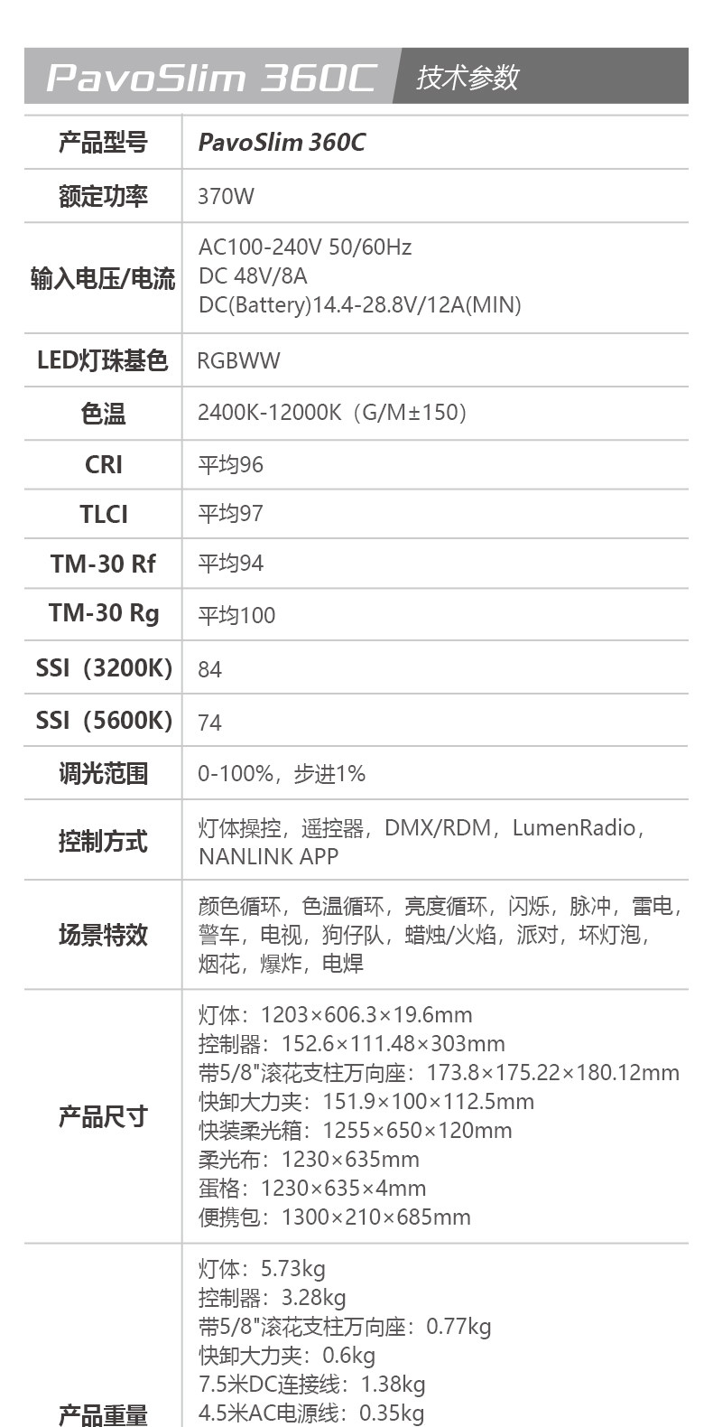 Nanlite 南光 PavoSlim 360C 4x2 RGBWW LED Panel Light with CRMX 面板燈 圖文描述 25