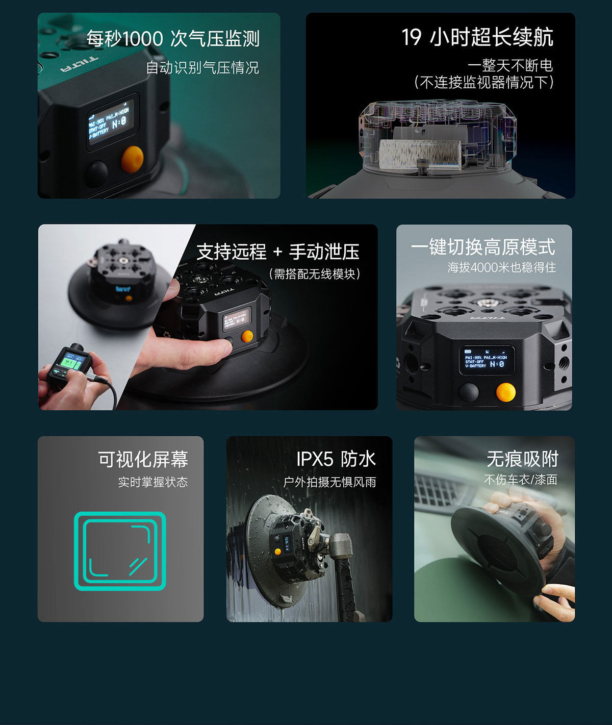 Tilta 鐵頭 HDA-ESC-6 Hydra Electronic Suction Cup 6吋電子氣壓攝錄吸盤 圖文描述 03