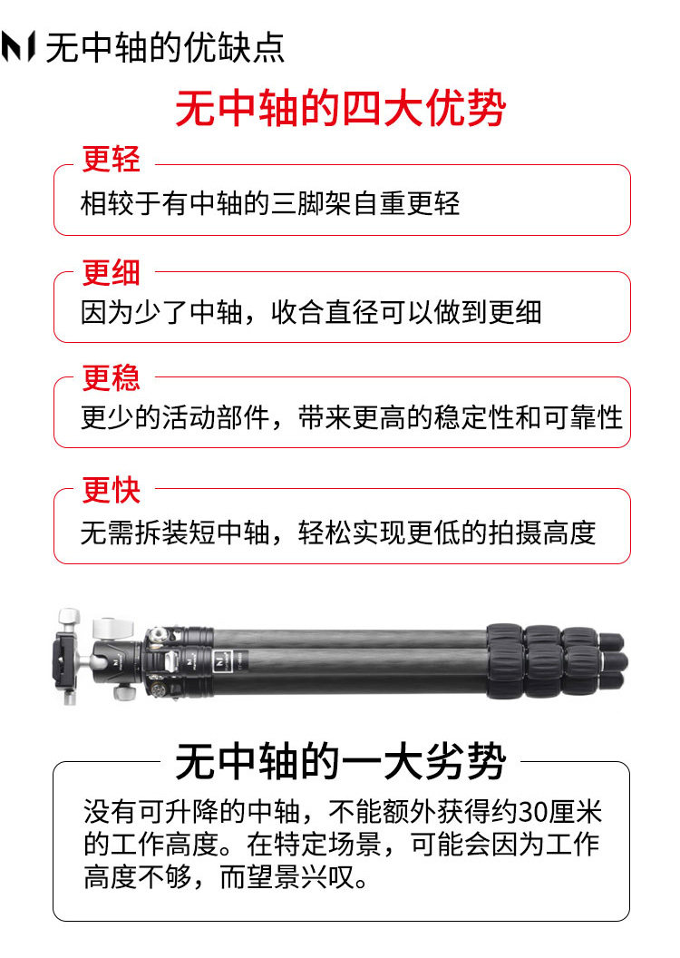 Marsace 馬小路 ET-2541S Columnless Carbon Fibre Tripod Kit 無中軸碳纖維三腳架套裝 圖文描述 08