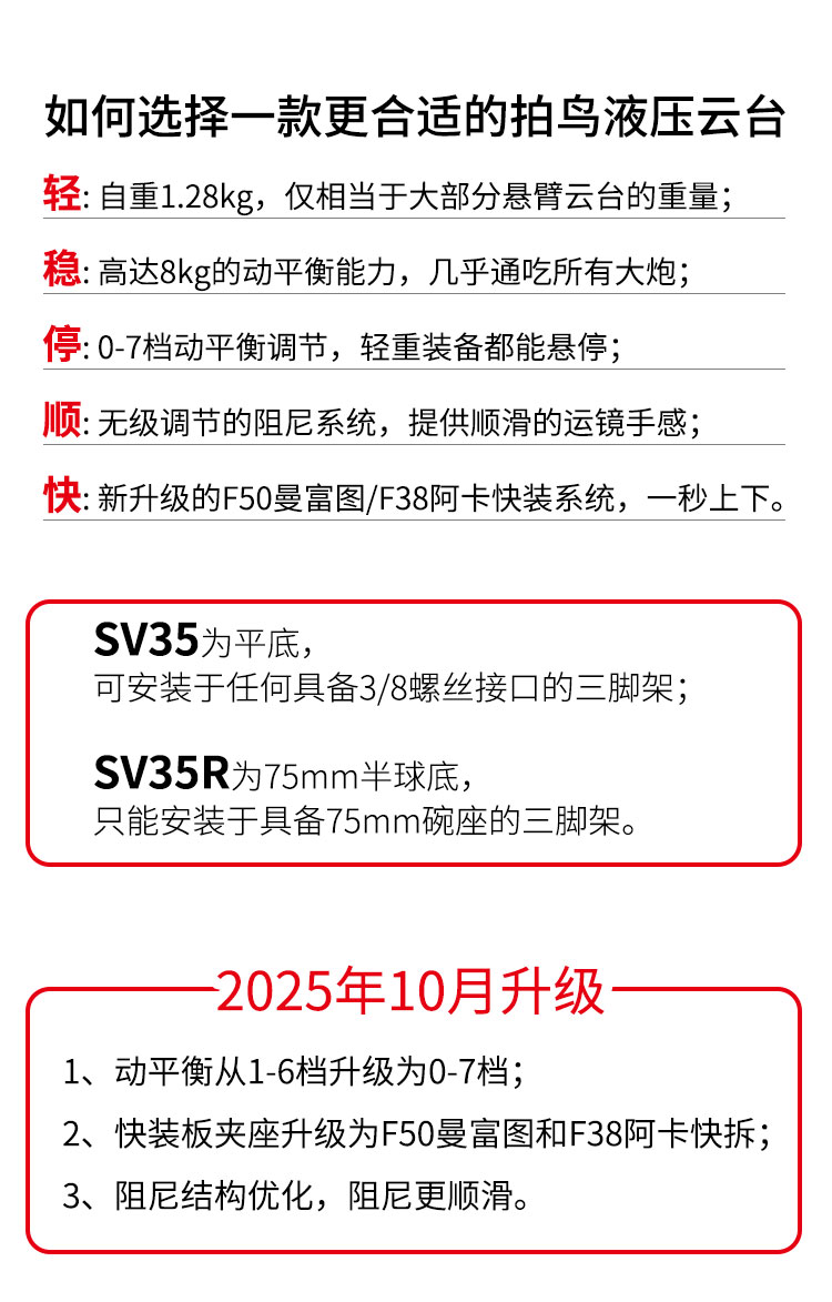 Marsace 馬小路 SV35R 75mm Bowl Fluid Video Head - Arca Plate 液壓攝錄雲台（阿卡快拆板） 圖文描述 03