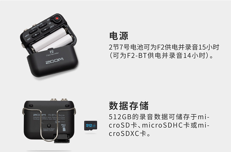 Zoom F2 32-Bit Float Field Recorder with Lavalier Mic - Black 圖文描述 06