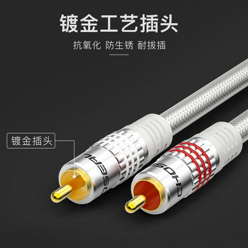 Choseal Q-614 雙 RCA 音頻線（透明款）1m 圖文描述 03