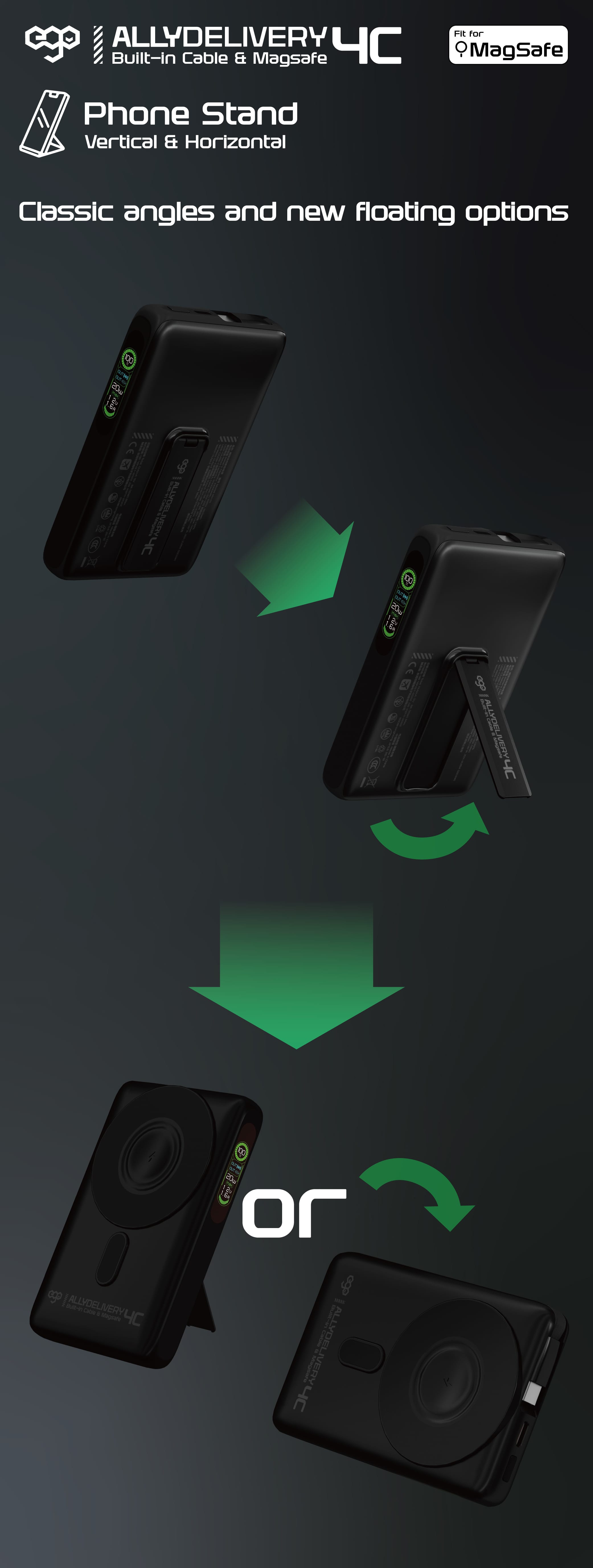 EGO AllyDelivery 4C 10000mAh 5合1 磁吸外置電源 - 黑色 功能及使用說明 09