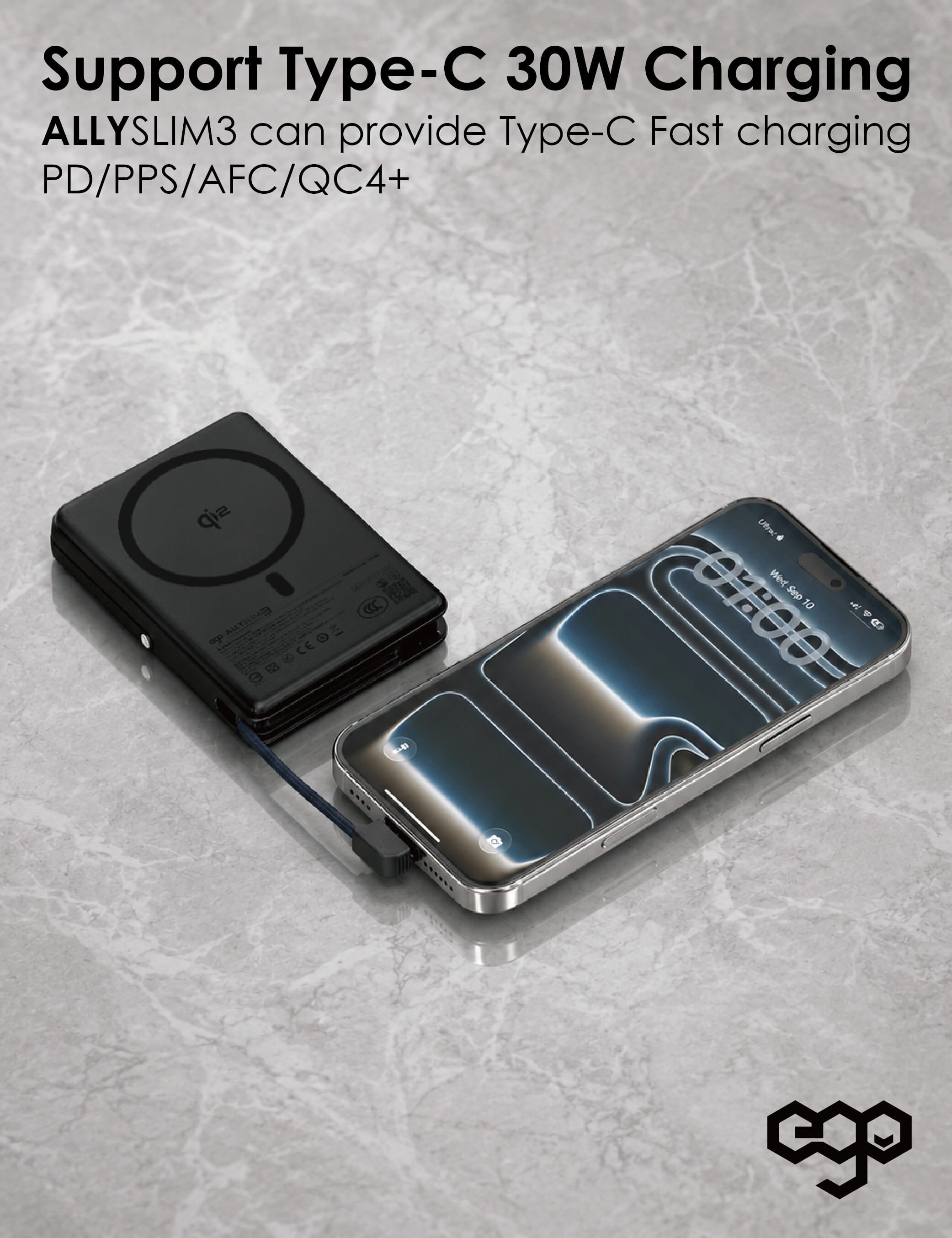 EGO AllySlim3 10000mAh 30W 4合1 磁吸外置電源 - 紫色 功能及使用說明 06