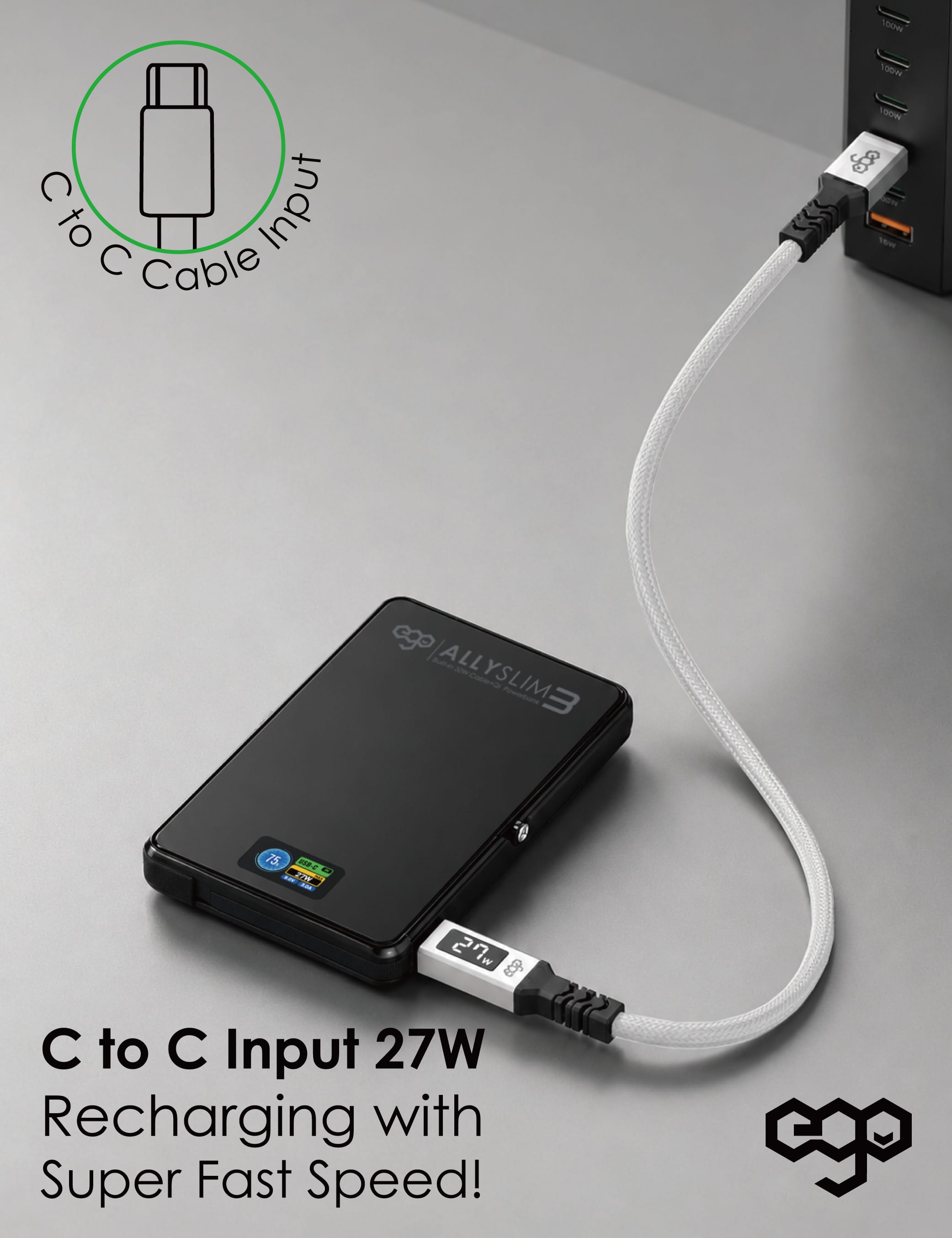 EGO AllySlim3 10000mAh 30W 4合1 磁吸外置電源 - 紫色 功能及使用說明 07