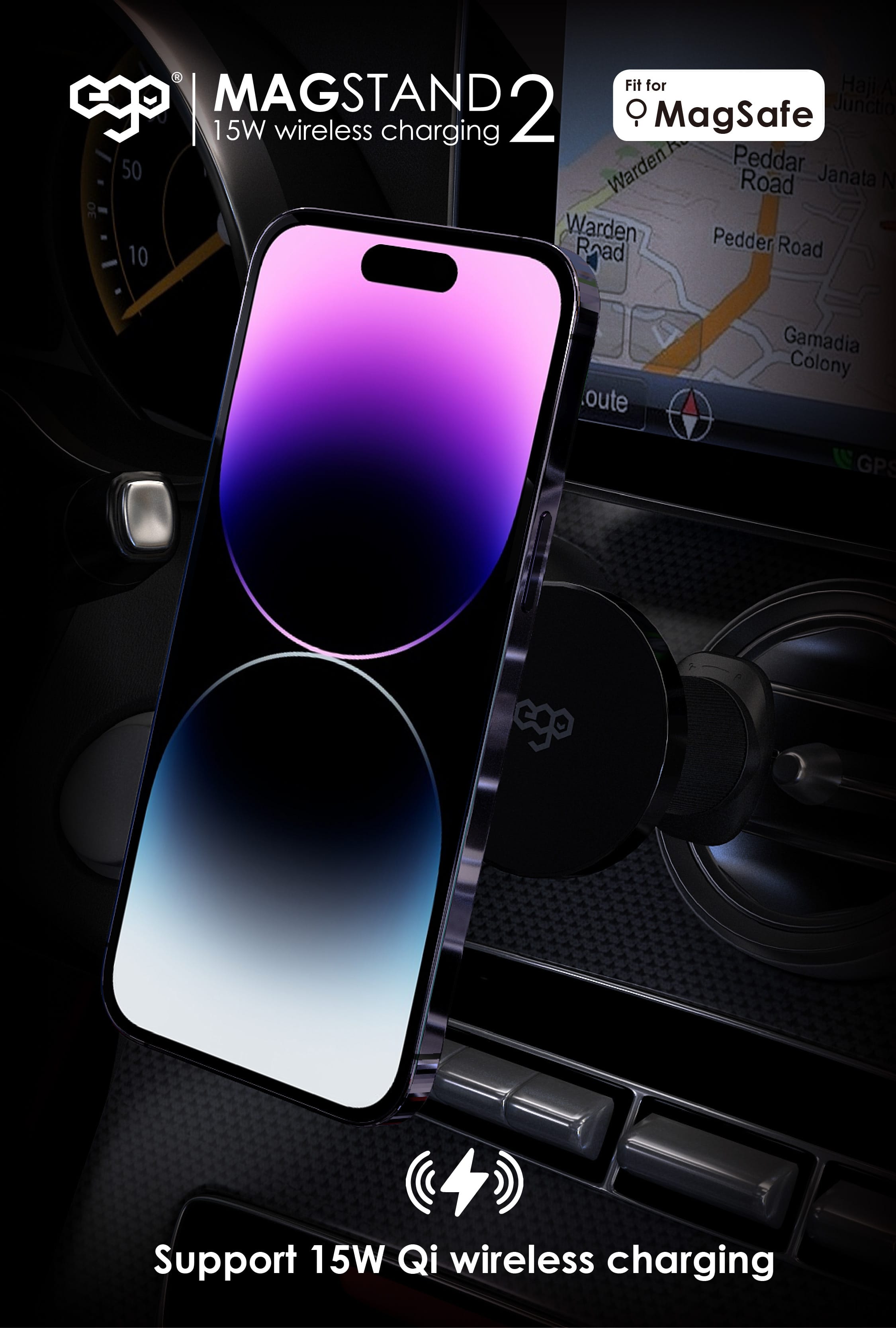 EGO MagStand 2 磁吸車用無線充電器 - 黑色 功能及使用說明 03