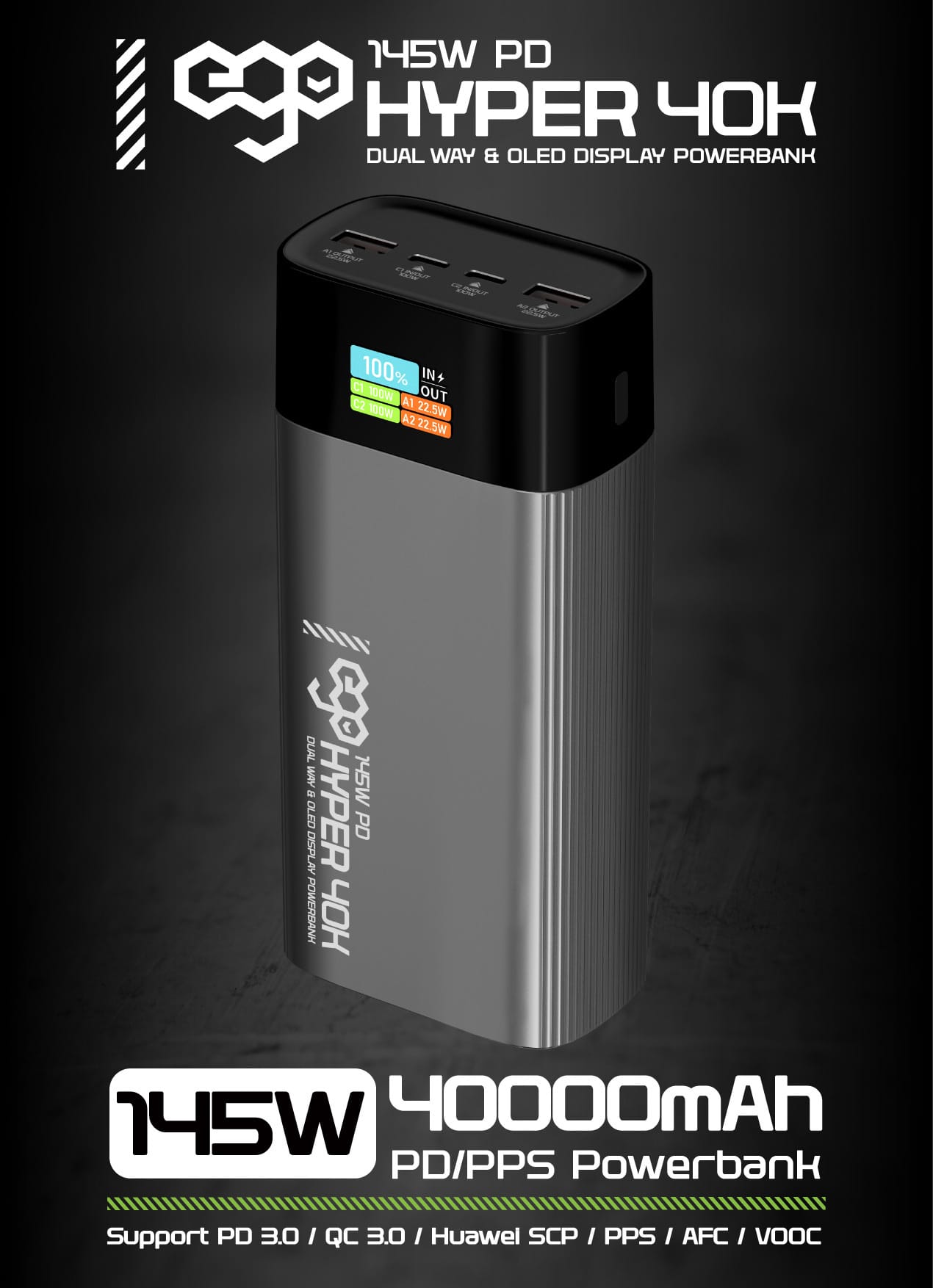 EGO Hyper 40K 40000mAh 145W 外置電源 - 黑色 功能及使用說明 01