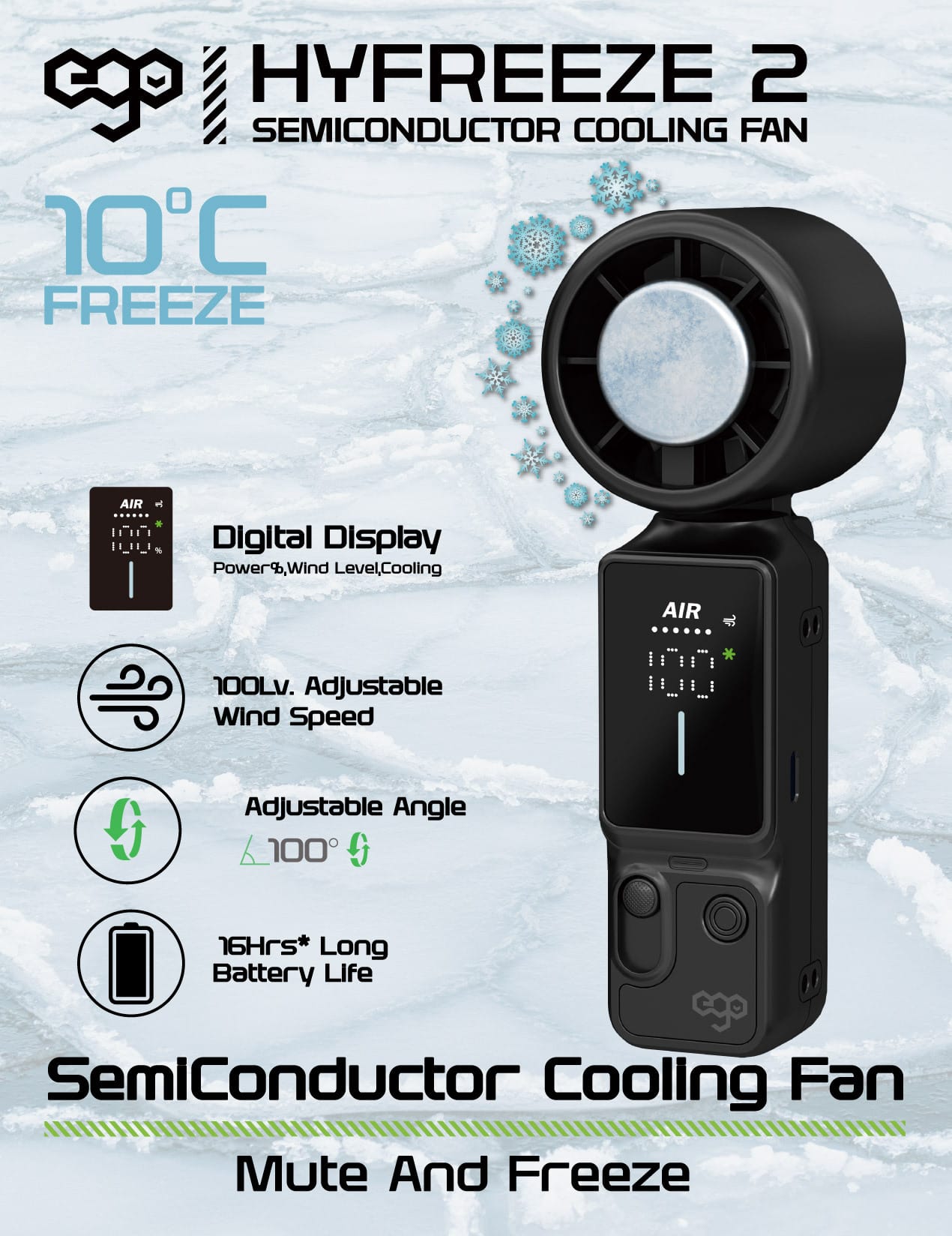 EGO HyFreeze2 製冷手提風扇 - 黑色 功能及使用說明 01