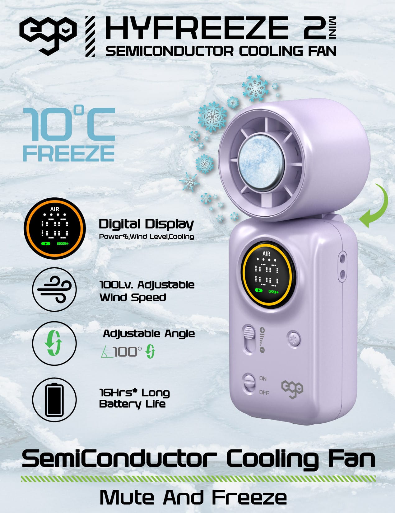 EGO HyFreeze2 Mini 迷你製冷風扇 - 黑色 功能及使用說明 01