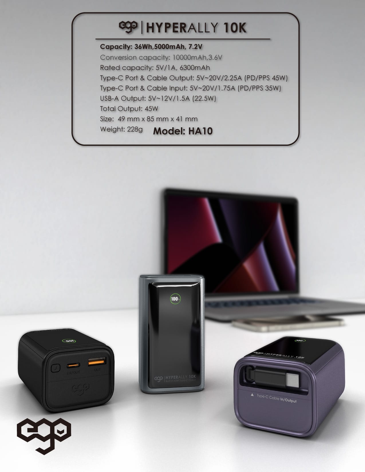 EGO Hyper Ally 10K 10000mAh 45W 伸縮線外置電源 - 紫色 功能及使用說明 08