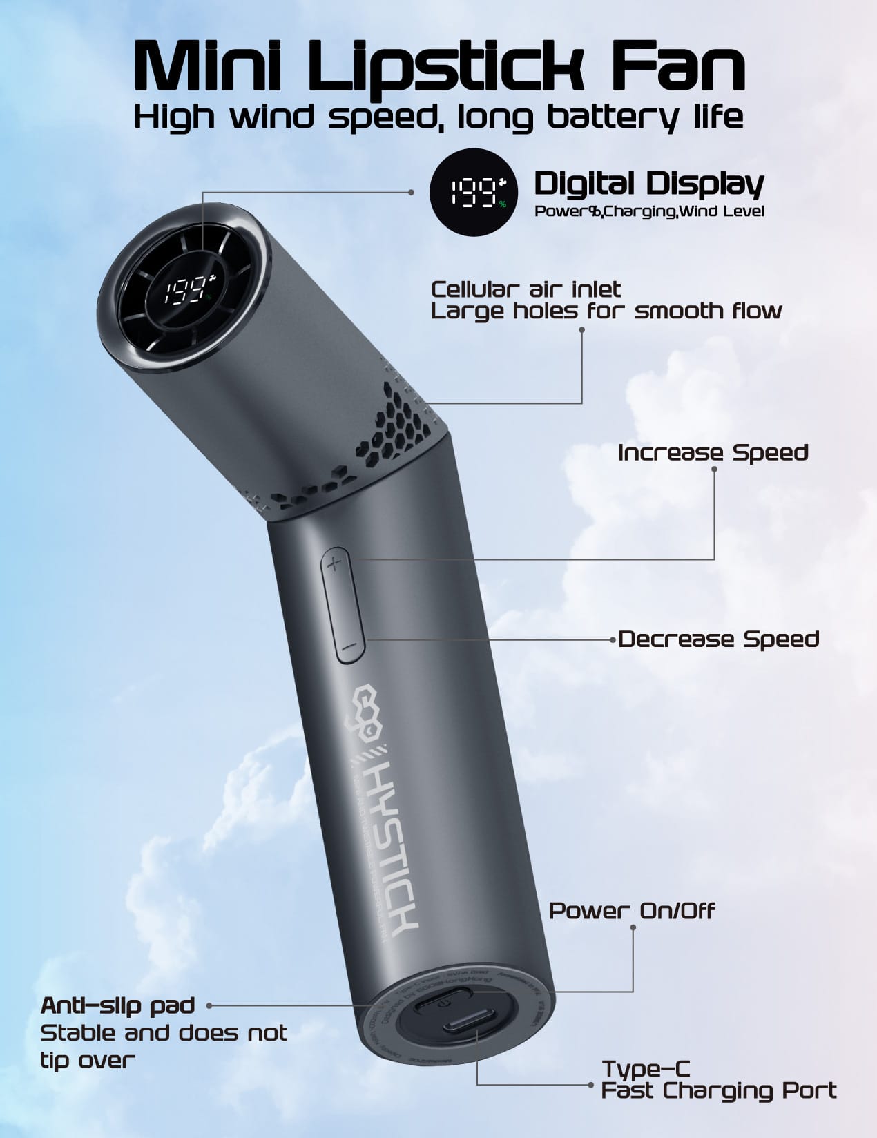 EGO HyStick 可調角度手提風扇 - 灰色 功能及使用說明 02