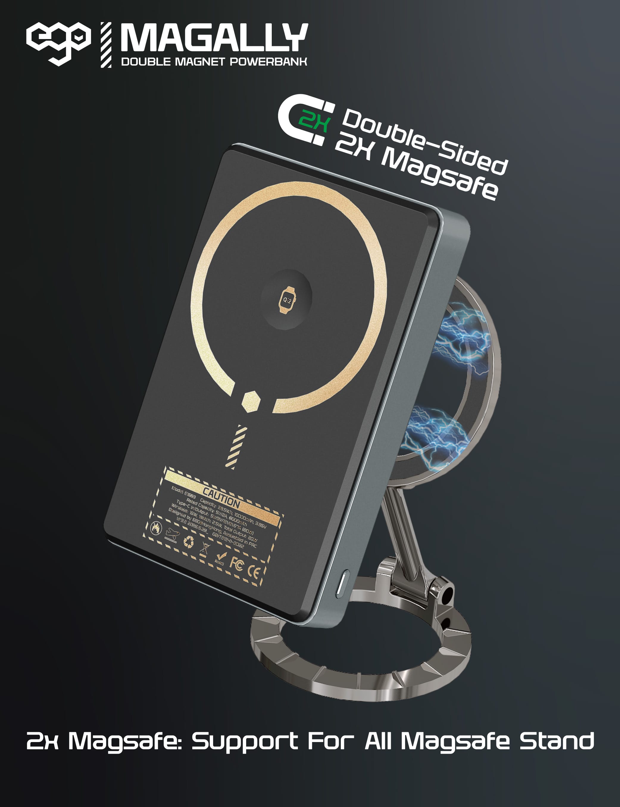 EGO MagAlly 10000mAh Qi2 雙面磁吸外置電源 - 灰色 功能及使用說明 02