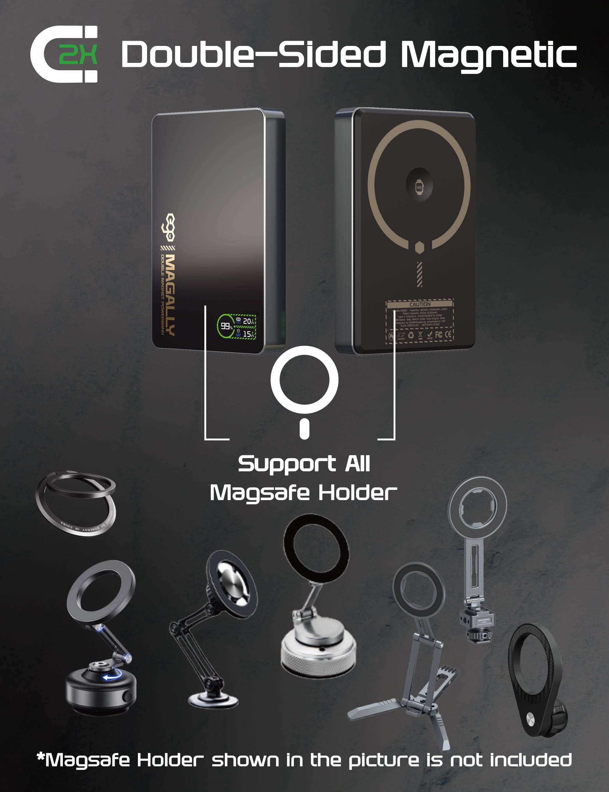 EGO MagAlly 10000mAh Qi2 雙面磁吸外置電源 - 灰色 功能及使用說明 03
