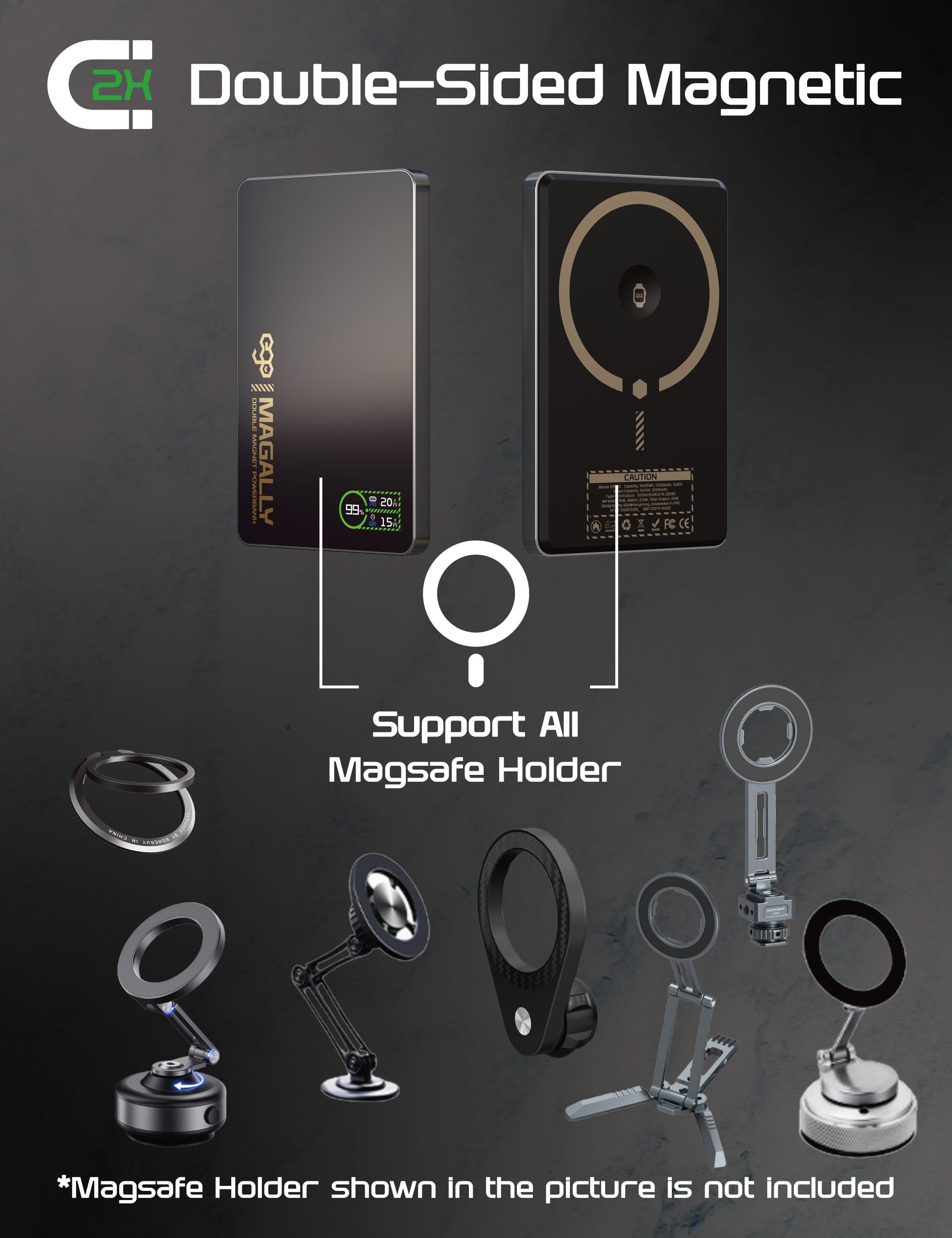 EGO MagAlly 5000mAh Qi2 雙面磁吸外置電源 - 灰色 功能及使用說明 03