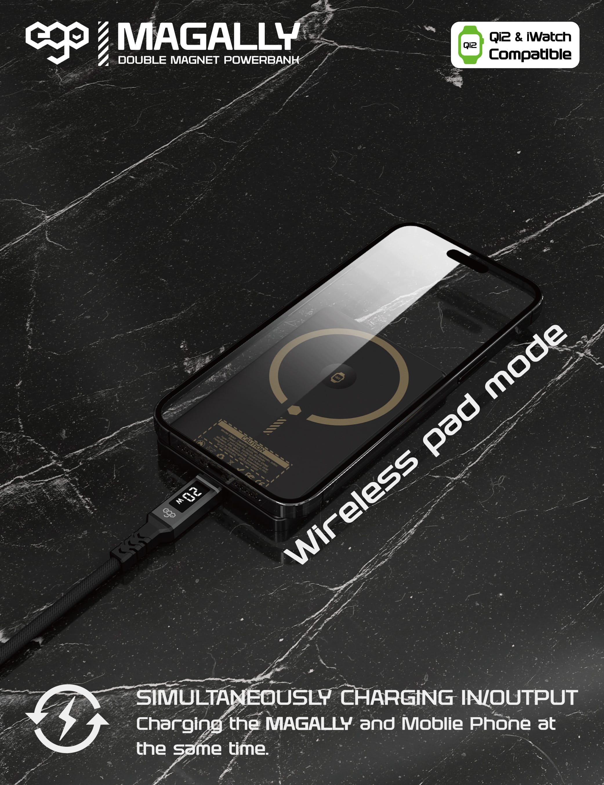 EGO MagAlly 5000mAh Qi2 雙面磁吸外置電源 - 灰色 功能及使用說明 11
