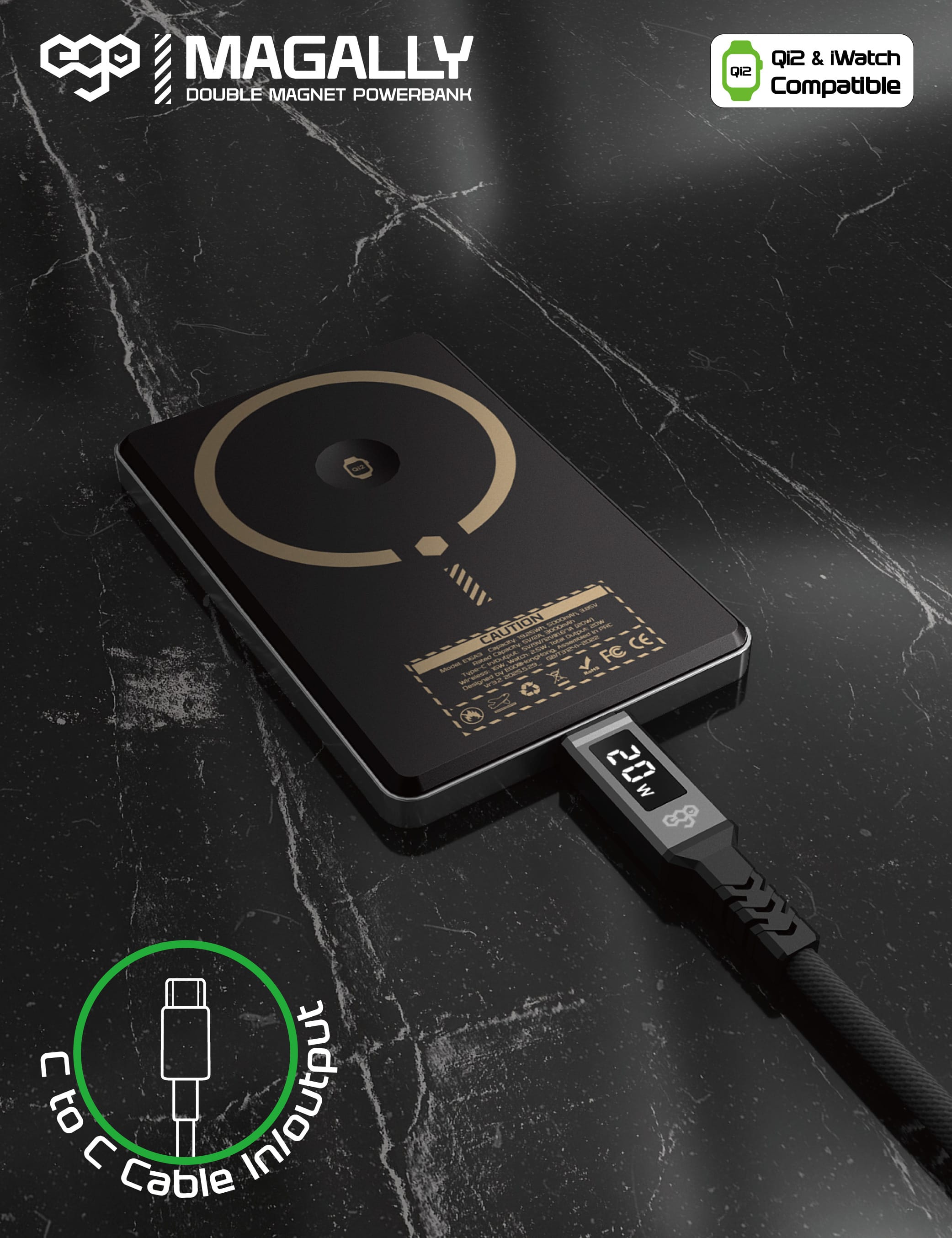EGO MagAlly 5000mAh Qi2 雙面磁吸外置電源 - 灰色 功能及使用說明 12