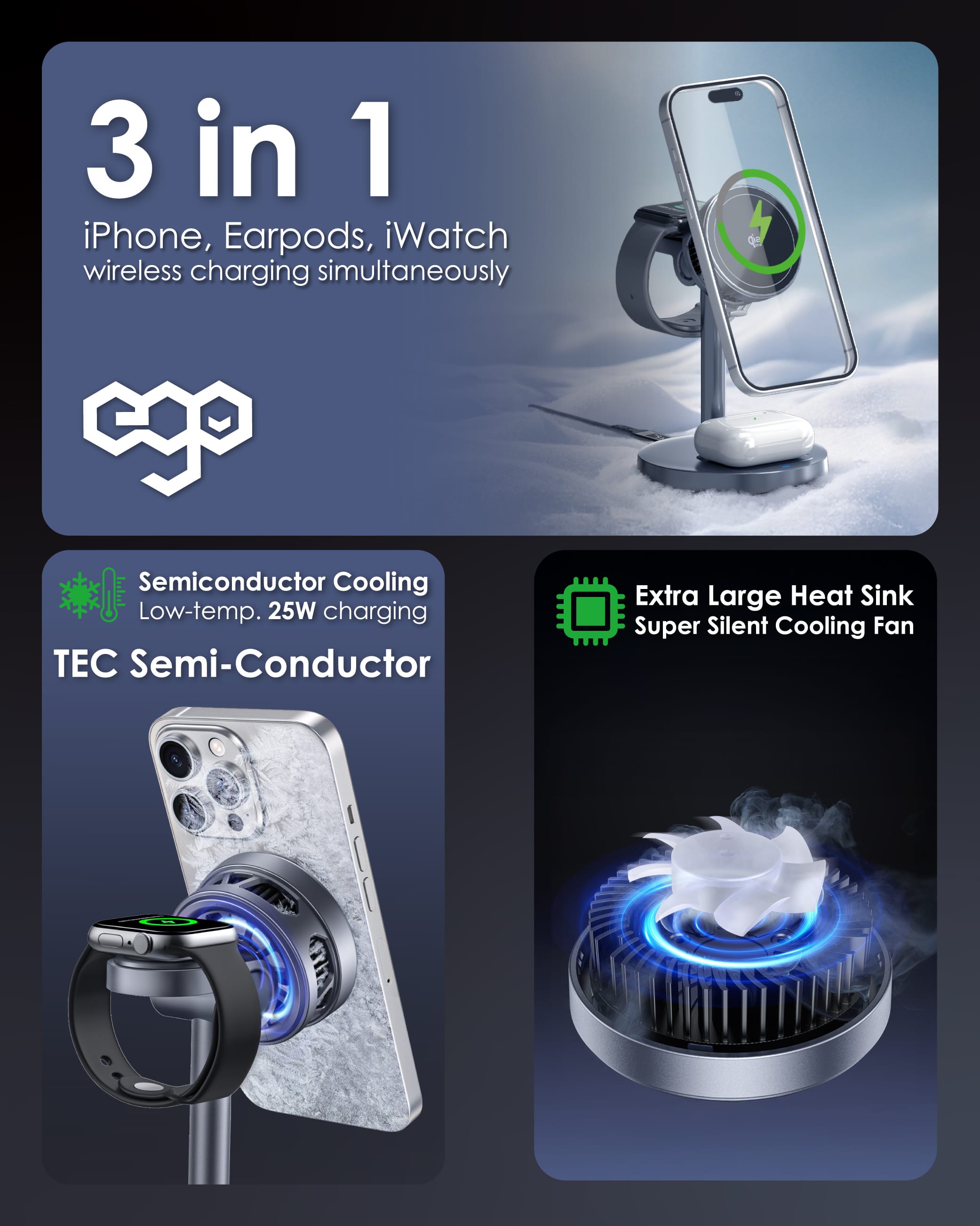 EGO MagCooler 2 3合1 半導體製冷無線充電座 - 灰色 功能及使用說明 03