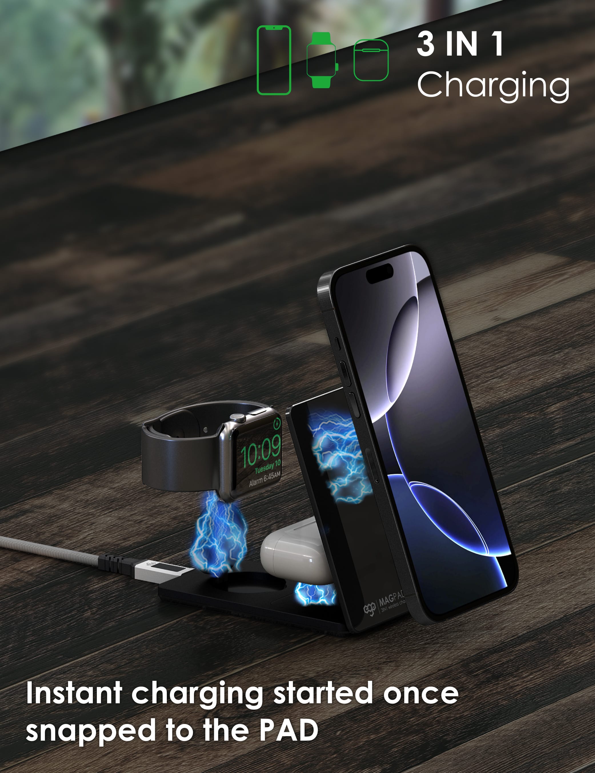 EGO MagPad3 3合1 摺疊磁吸無線充電座 - 粉紅色 功能及使用說明 07