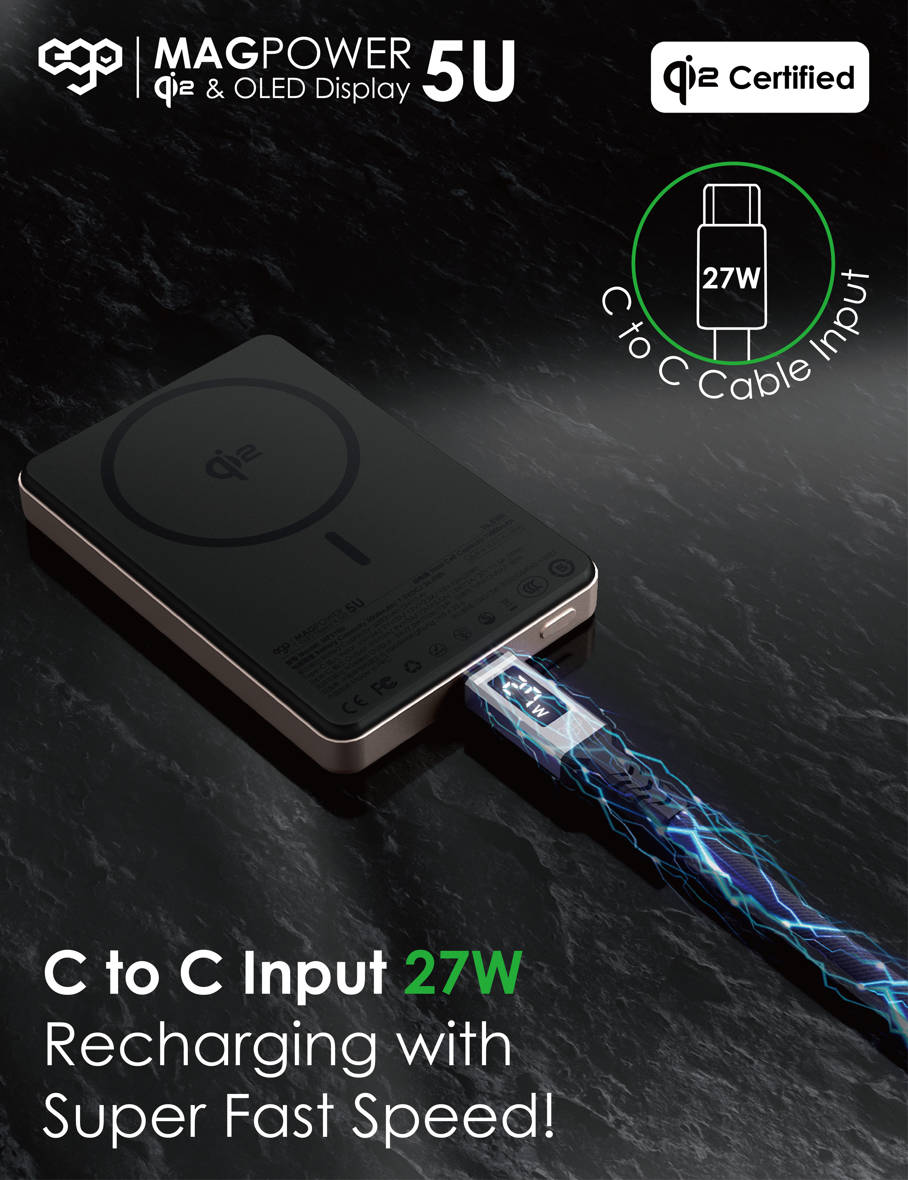EGO MagPower 5U 10000mAh Qi2 磁吸外置電源 - 白色 功能及使用說明 03