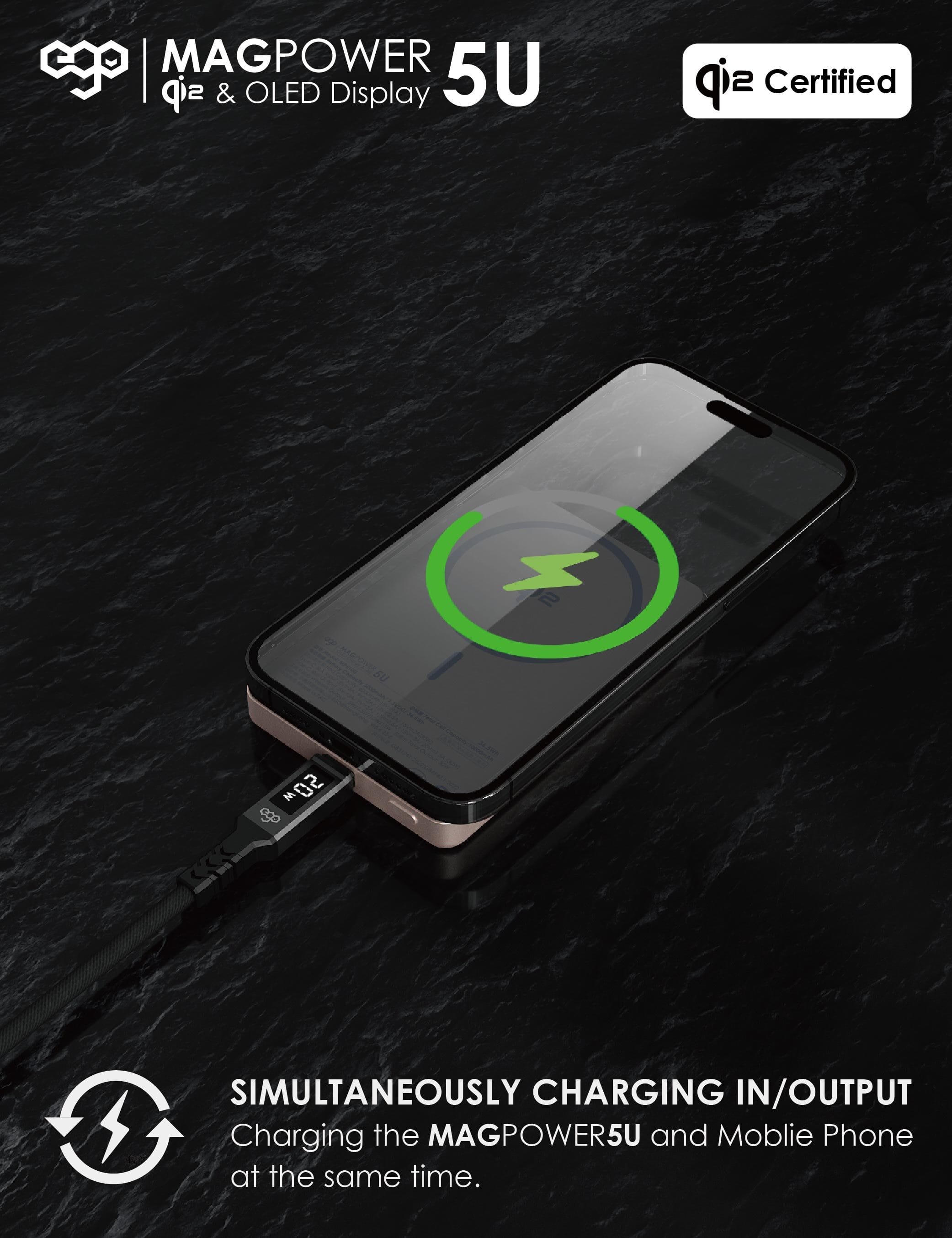 EGO MagPower 5U 10000mAh Qi2 磁吸外置電源 - 白色 功能及使用說明 09