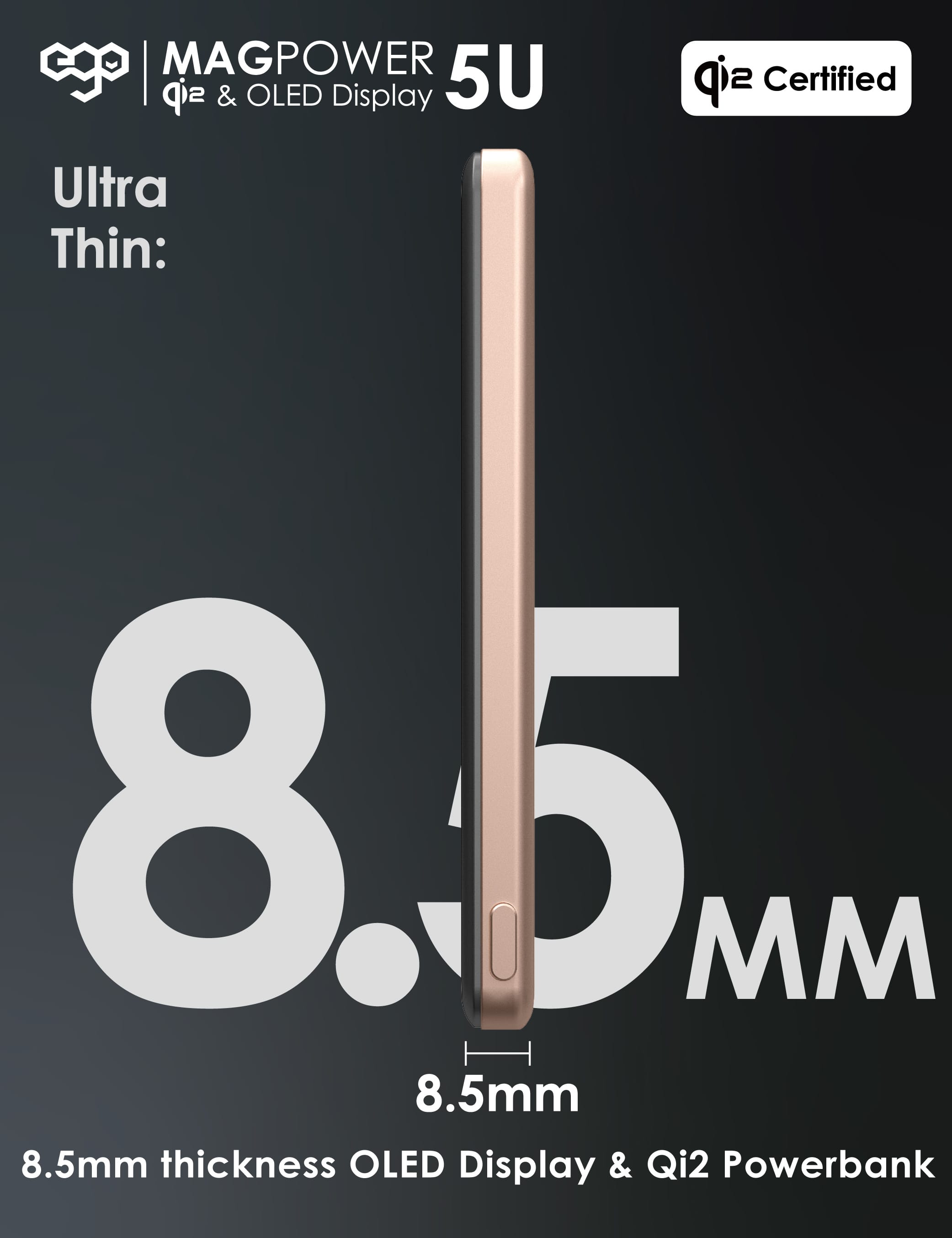 EGO MagPower 5U 5000mAh Qi2 磁吸外置電源 - 白色 功能及使用說明 02