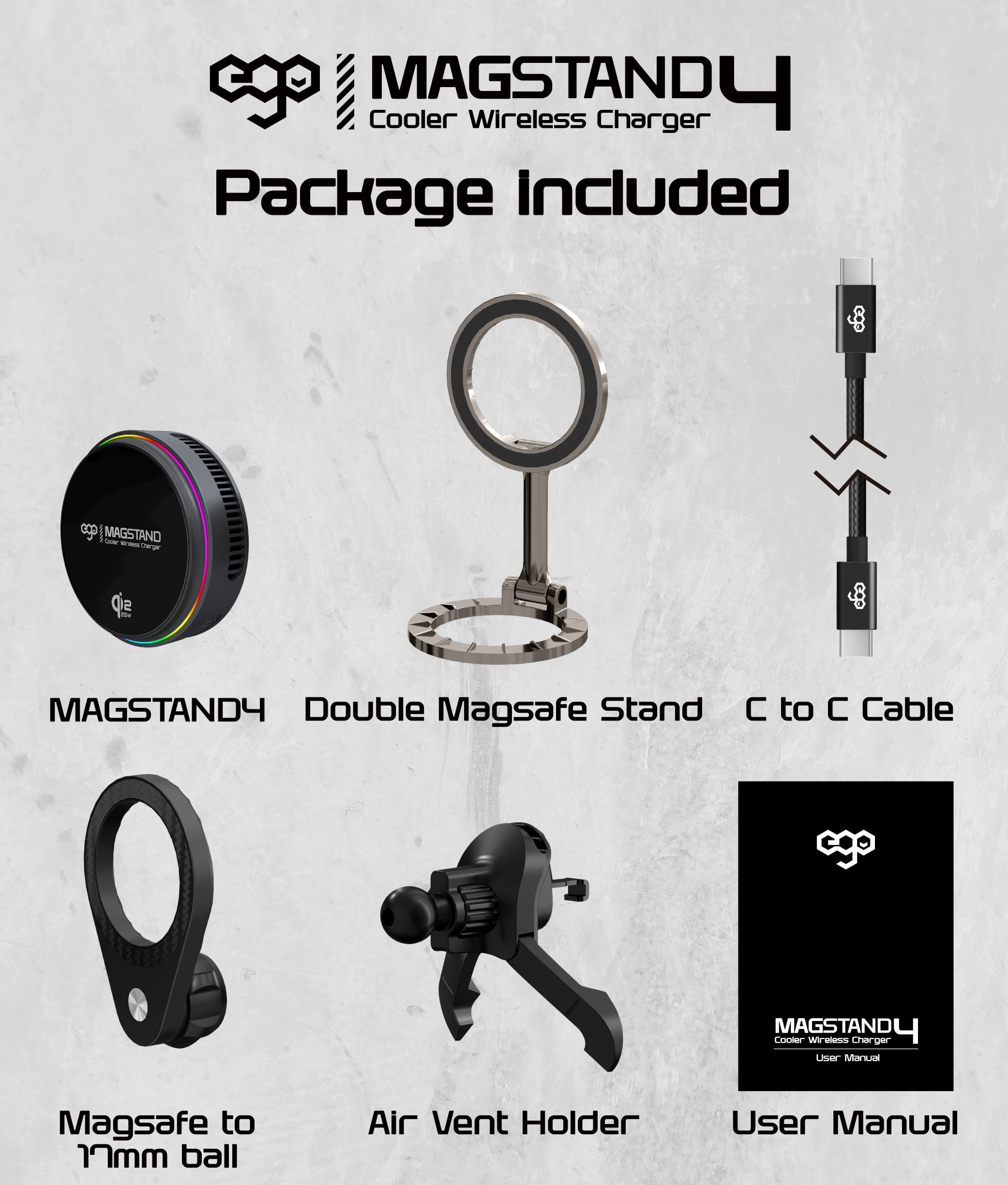 EGO MagStand4 Qi2.2 雙面磁吸製冷充電器 - 黑色 功能及使用說明 03