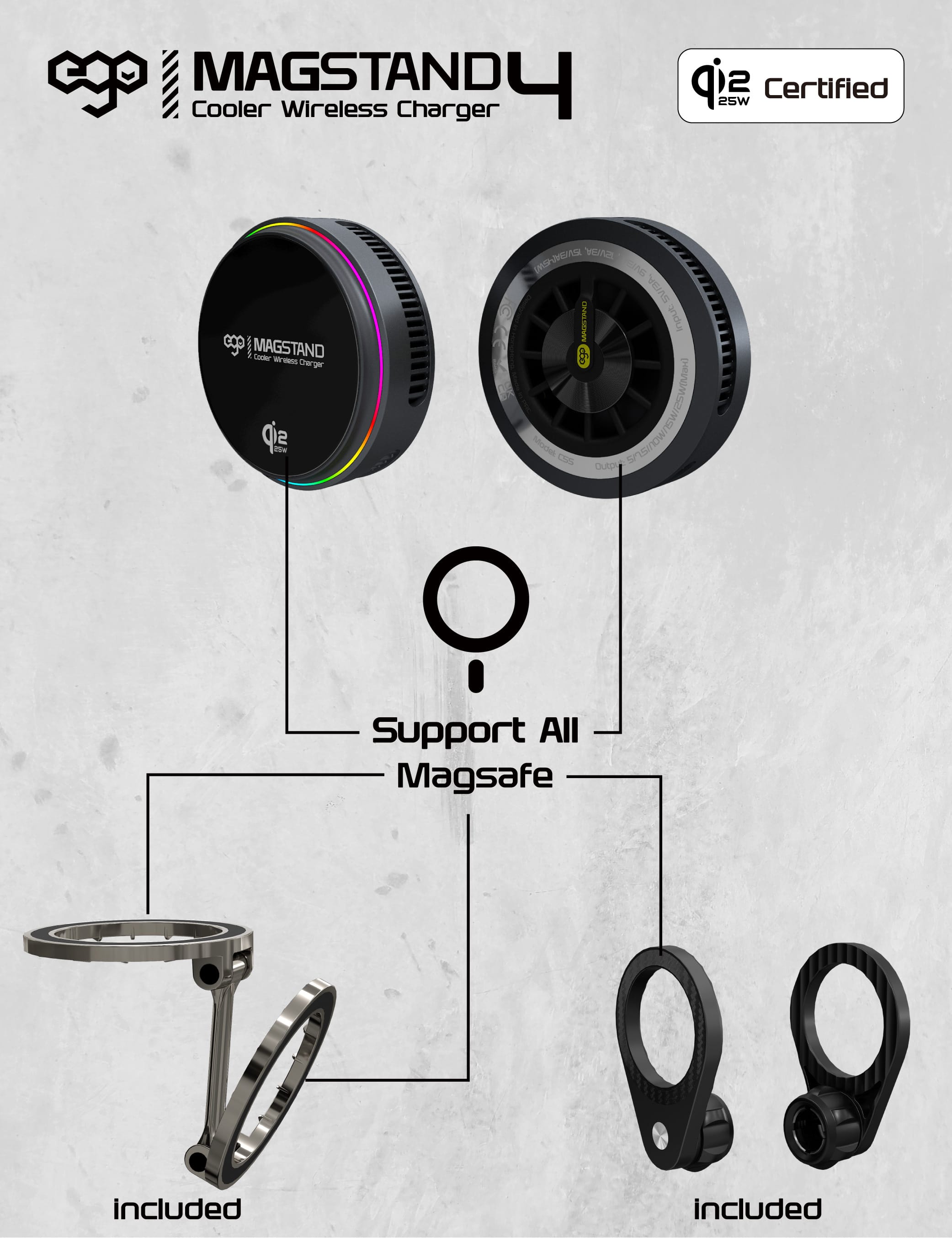 EGO MagStand4 Qi2.2 雙面磁吸製冷充電器 - 黑色 功能及使用說明 09