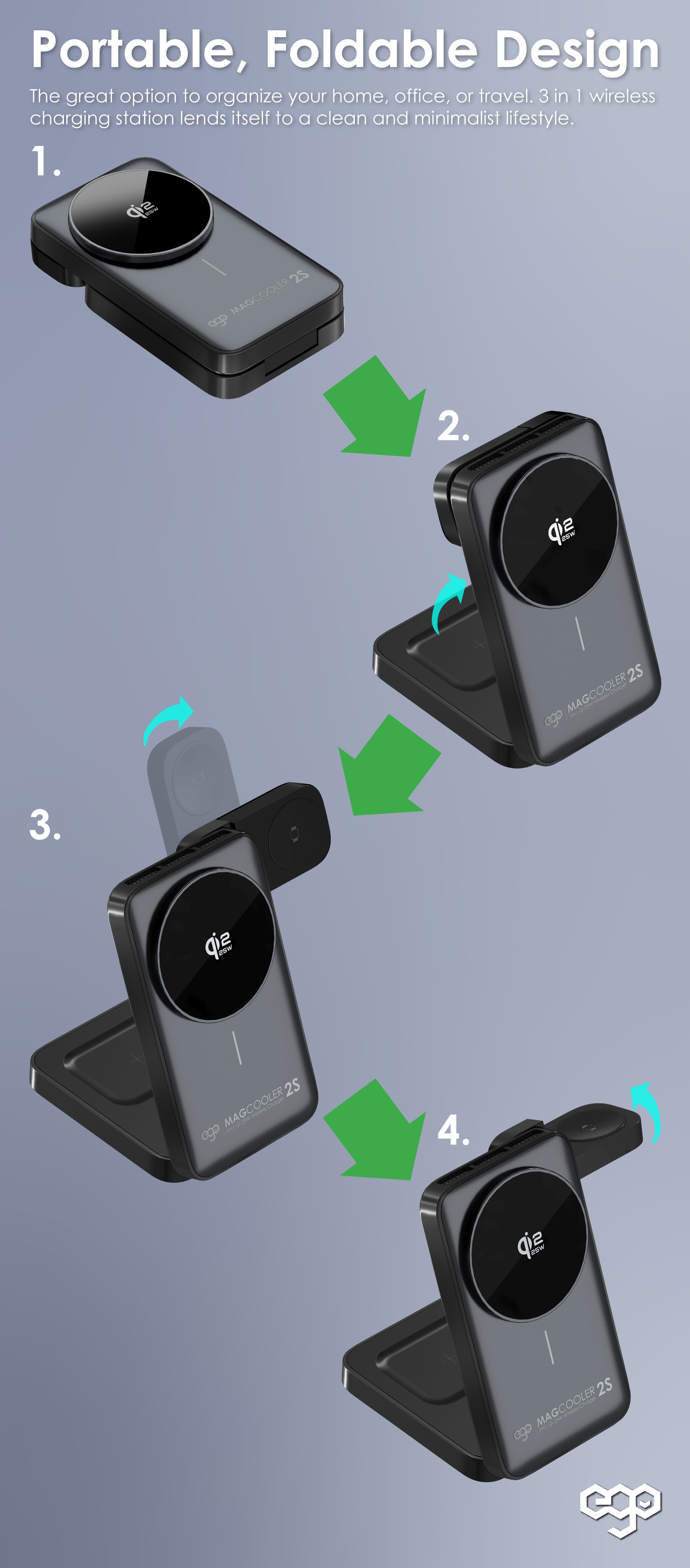 EGO MagCooler 2S 3合1 Qi2.2 製冷無線充電座 - 灰色 功能及使用說明 11