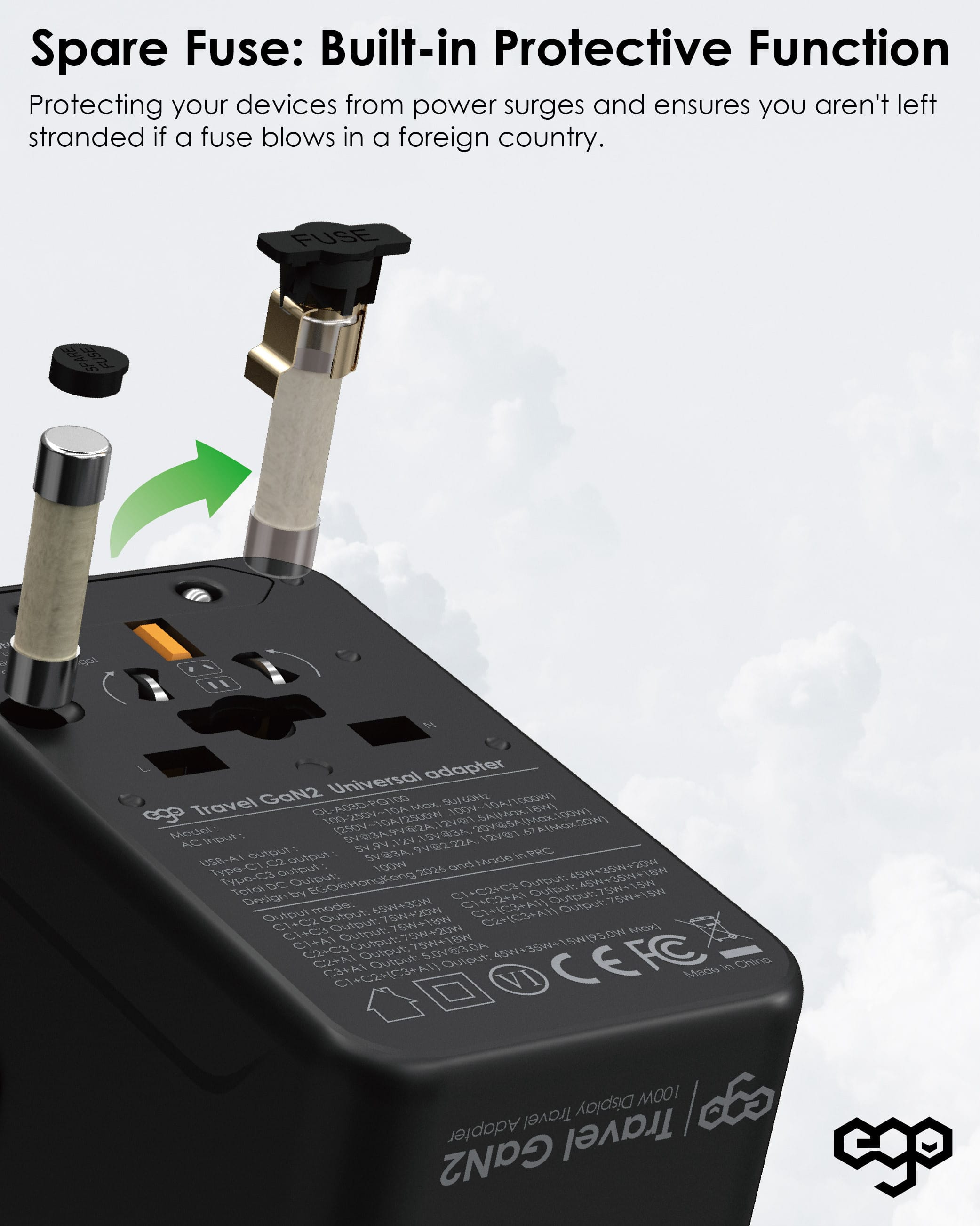 EGO Travel GaN2 100W 4USB 旅行轉插 - 白色 功能及使用說明 05
