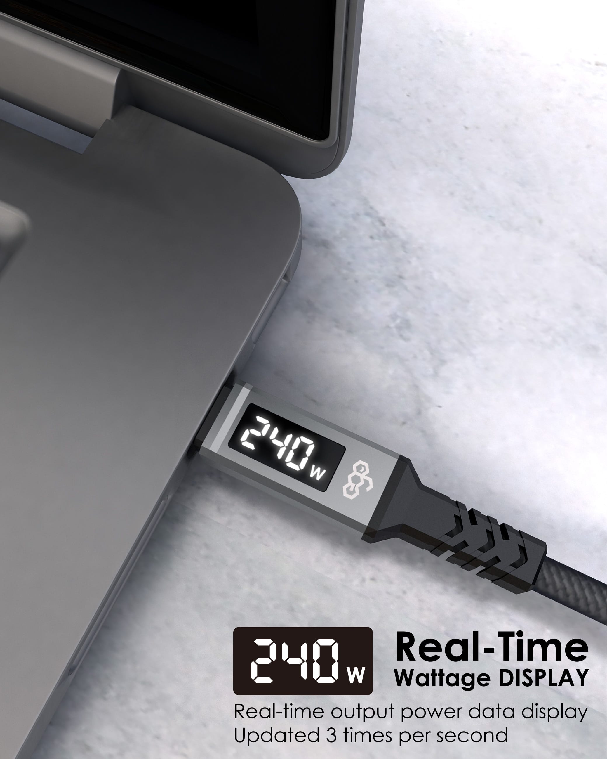 EGO Wiry Mag 240W USB3.2 磁吸 USB-C 數據線 50cm - 灰色 功能及使用說明 04